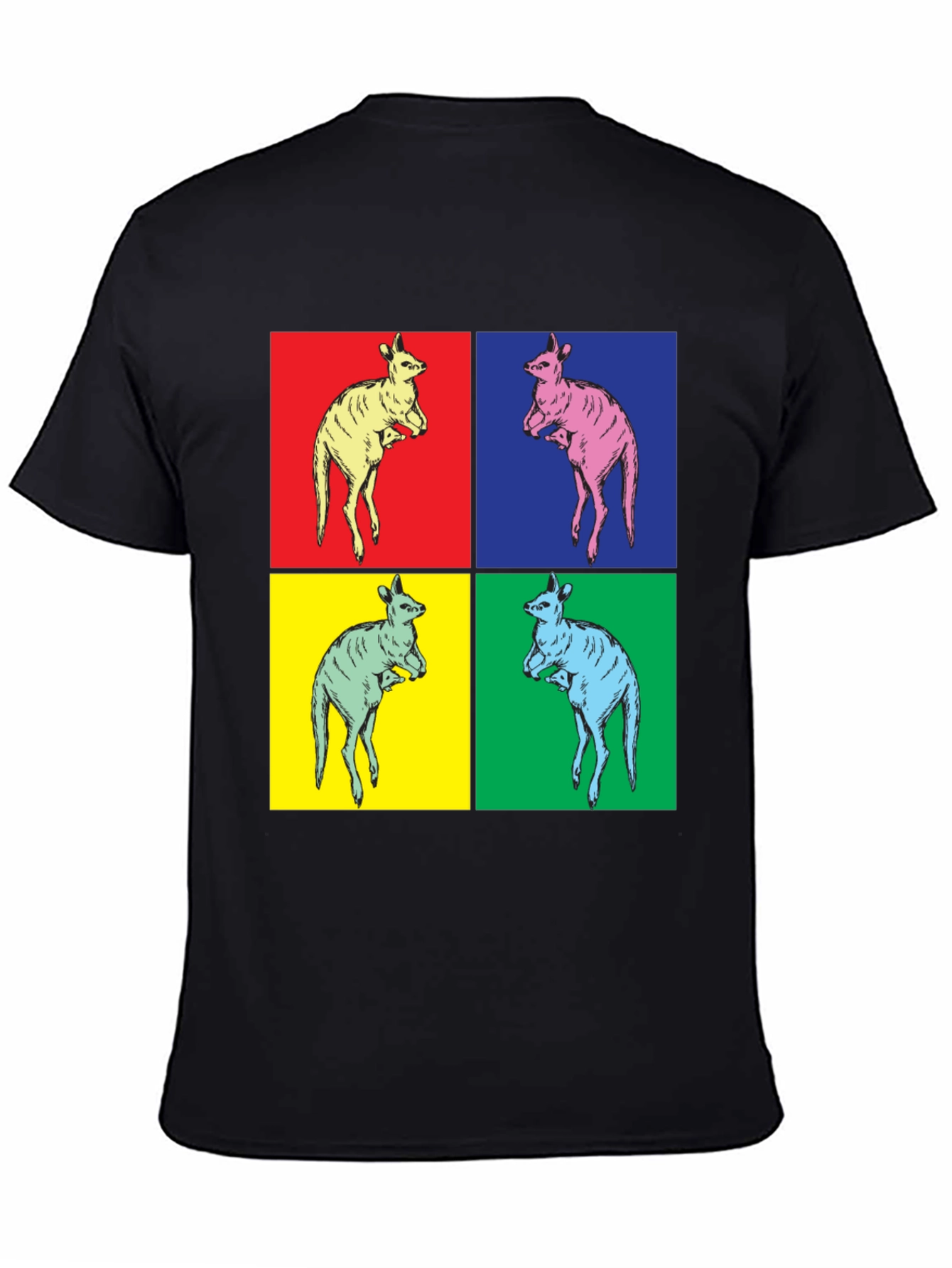 Black Kangaroo Pop Art Black T-Shirt view 4