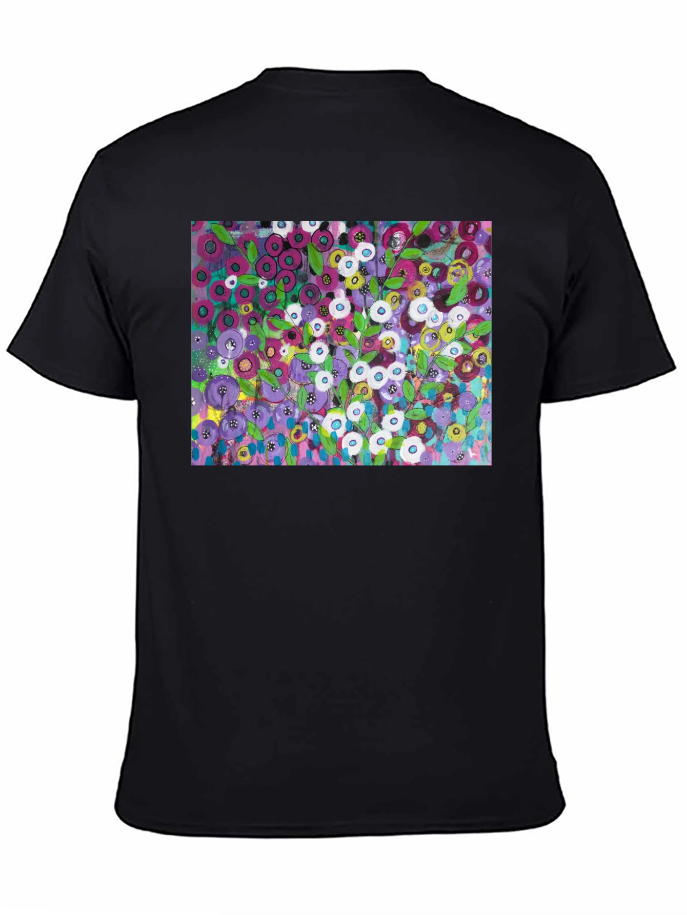 Black Floral Burst Graphic Tee - Modern Art Shirt view 4
