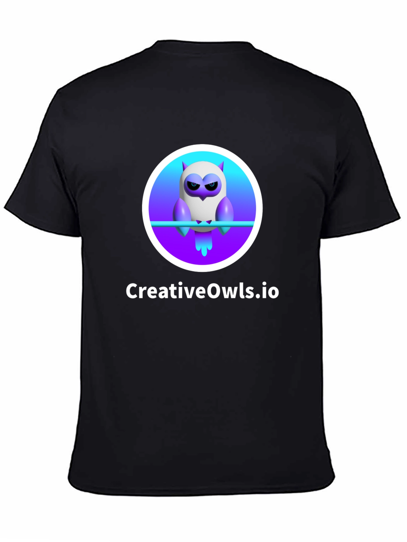 Black CreativeOwls.io T-Shirt view 4