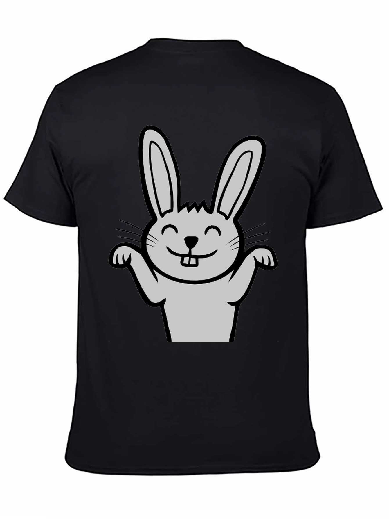 Black Funny Rabbit Graphic Tee - Black Casual T-Shirt view 4