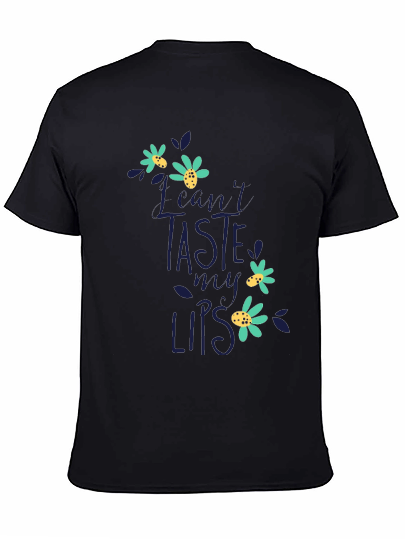 Black Floral Lips Graphic Tee - Men's Black T-Shirt view 4