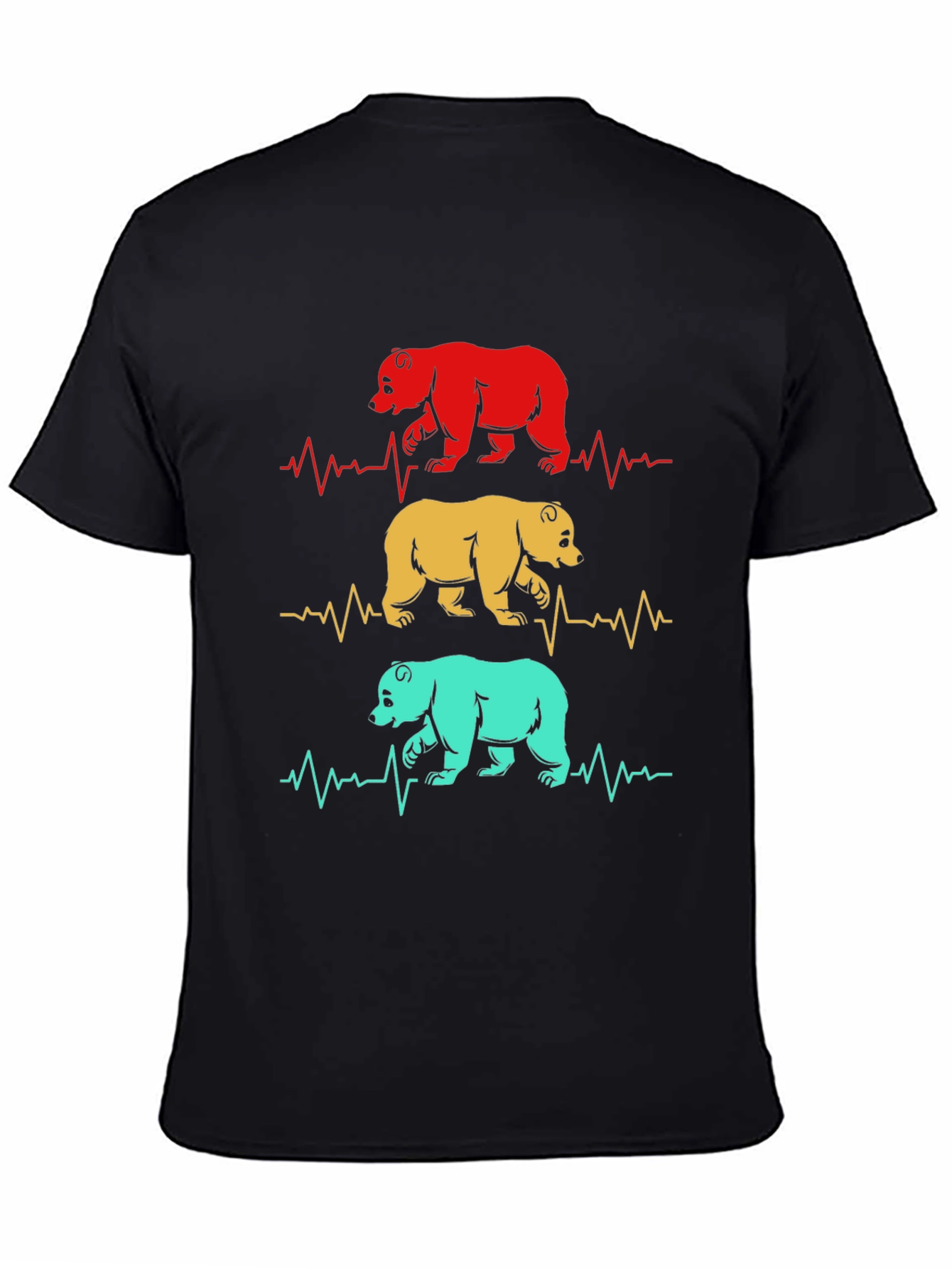 Black Bear Heartbeat Graphic T-Shirt - Men's Casual Tee view 4