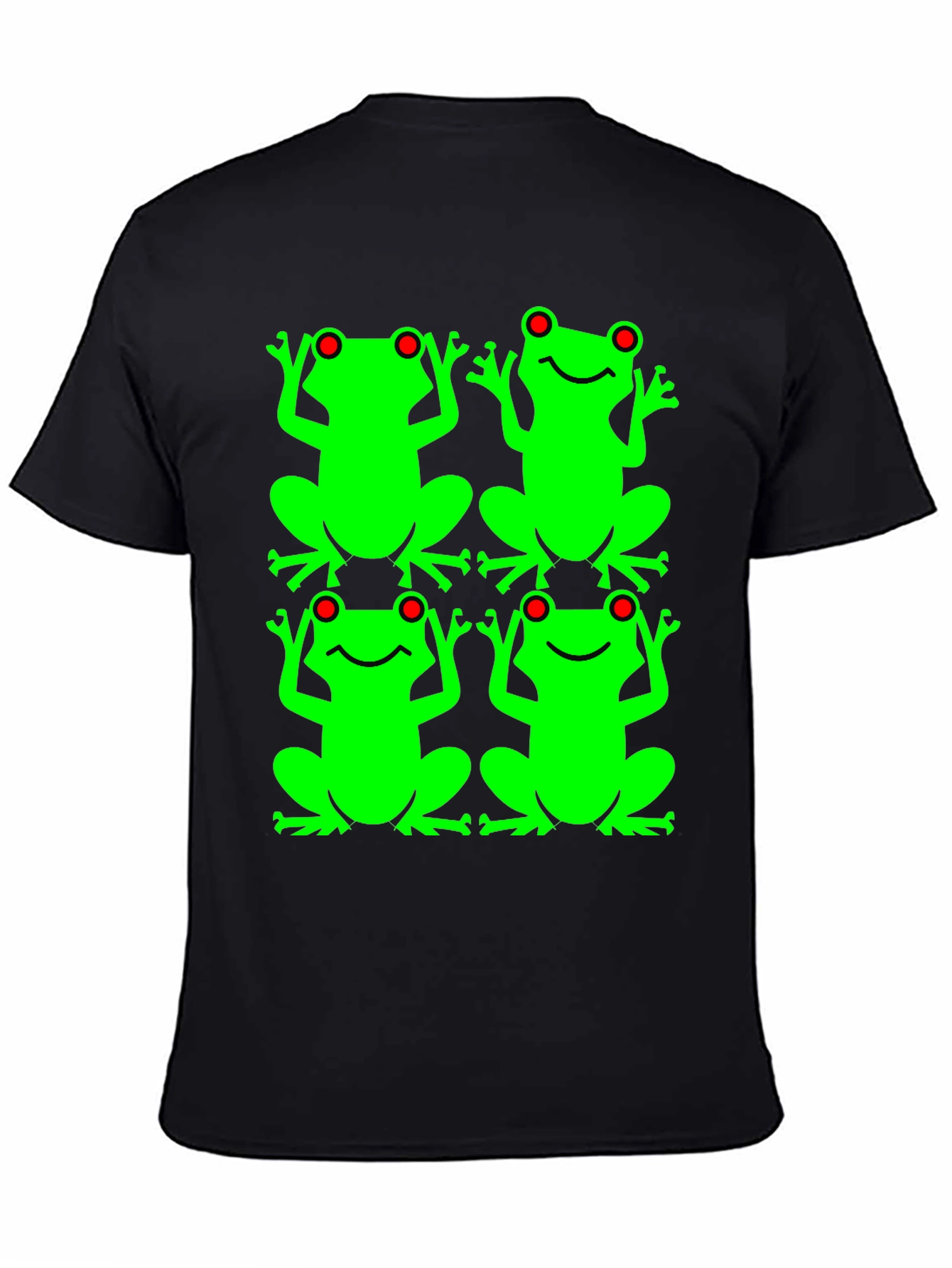 Black Frog Pattern Graphic T-Shirt view 4