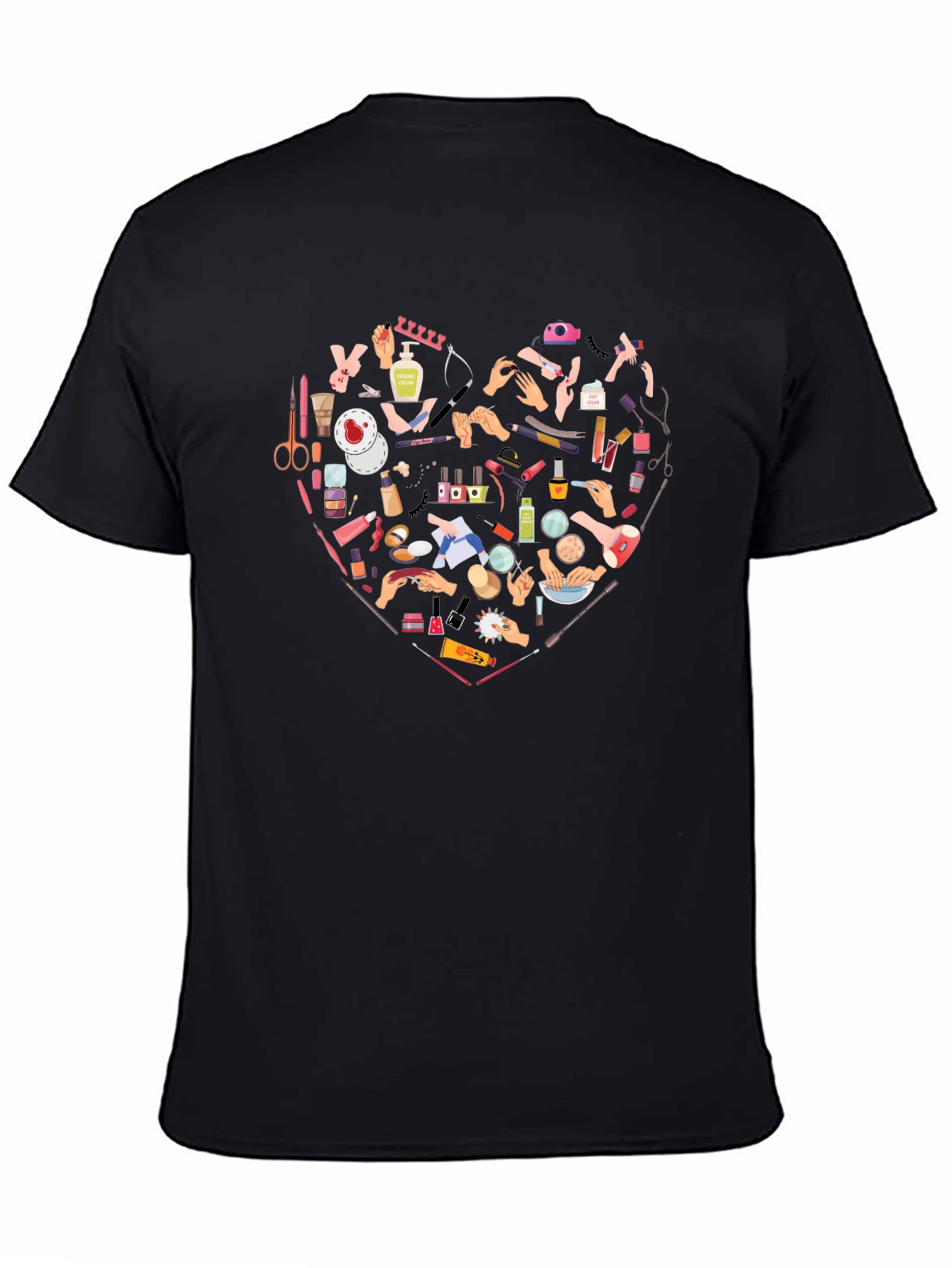 Black Manicure Heart Graphic Tee - Black Cotton T-Shirt view 4