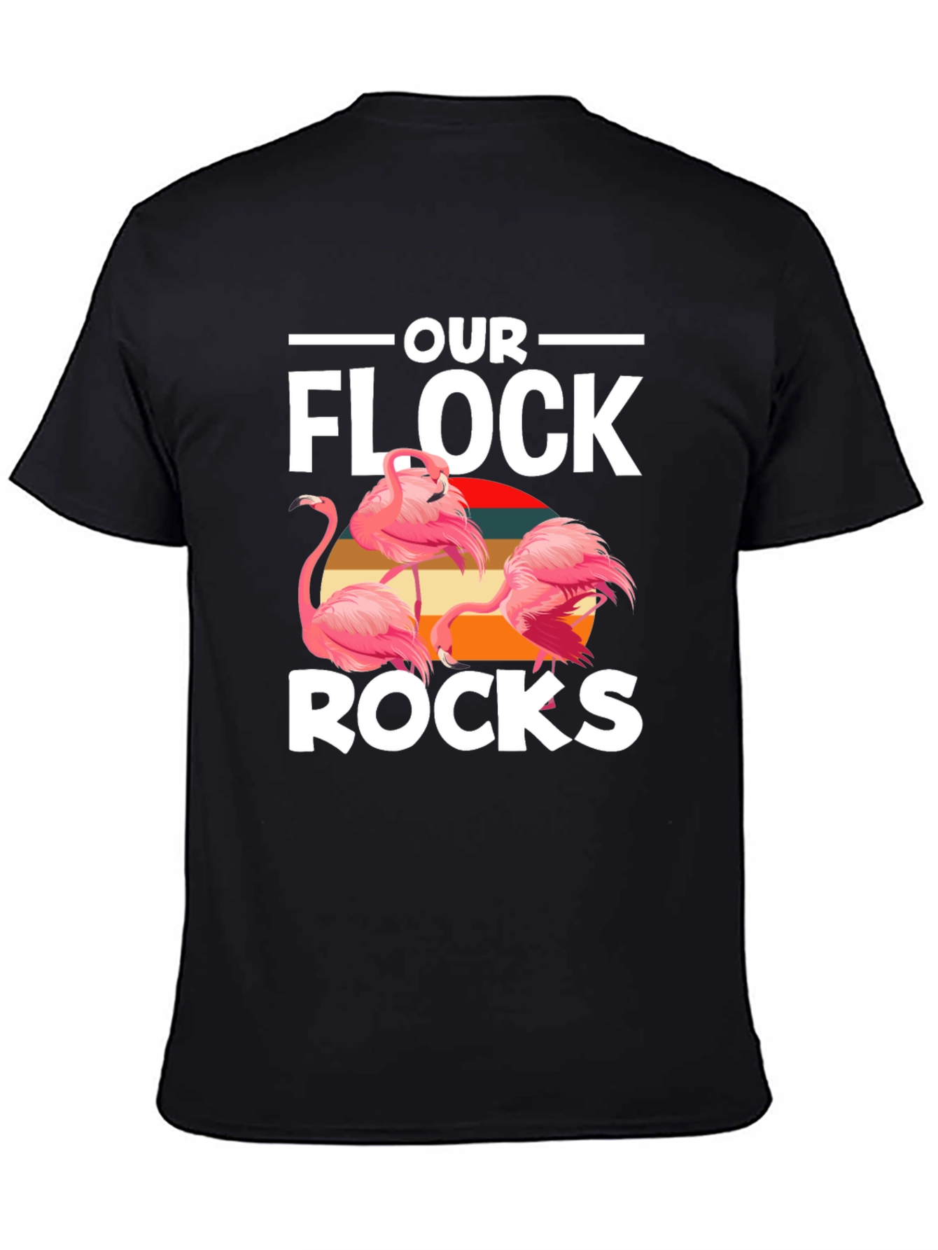 Black Our Flock Rocks Flamingo Graphic Tee view 4