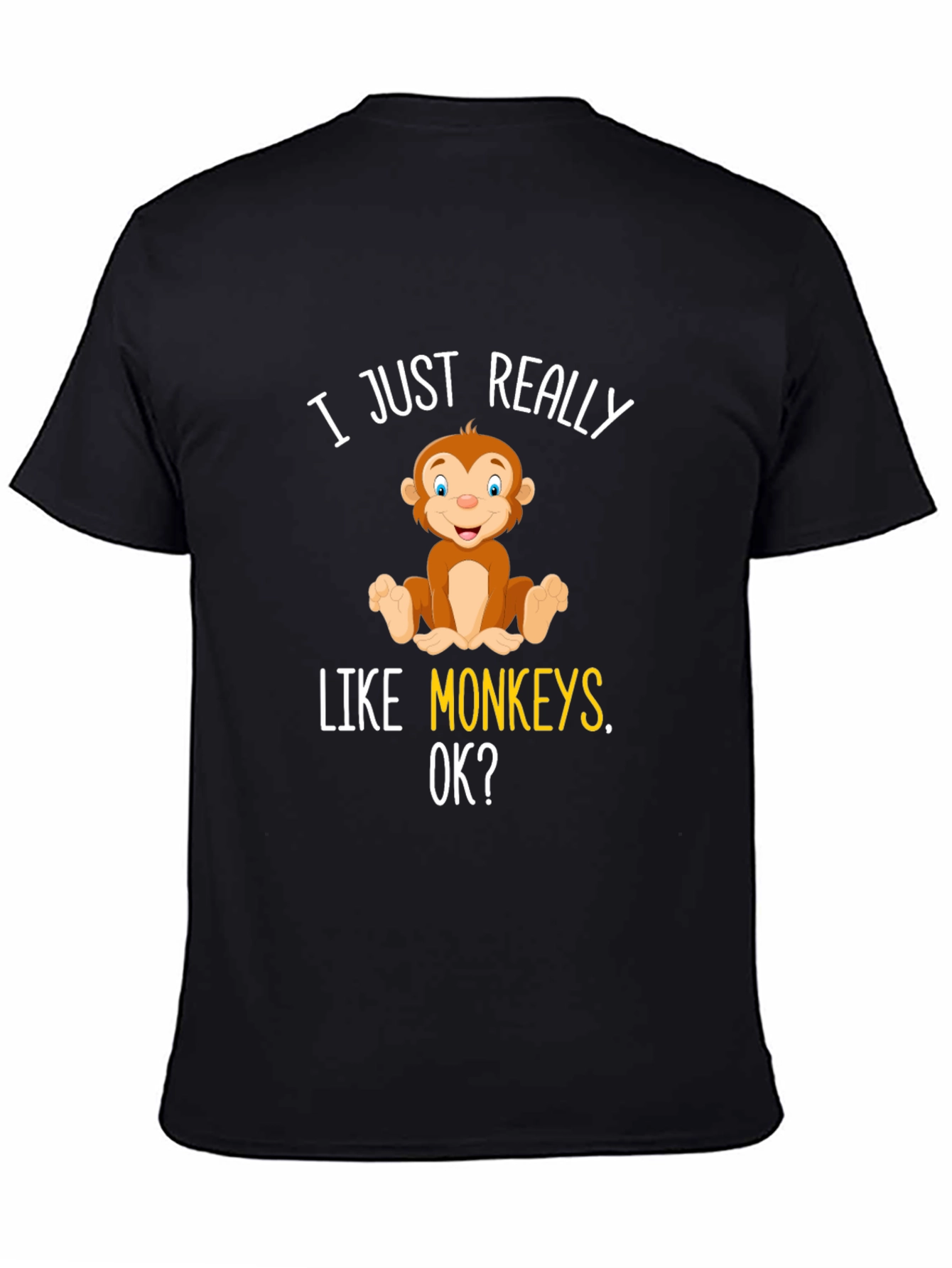 Black I Just Really Like Monkeys T-Shirt view 4