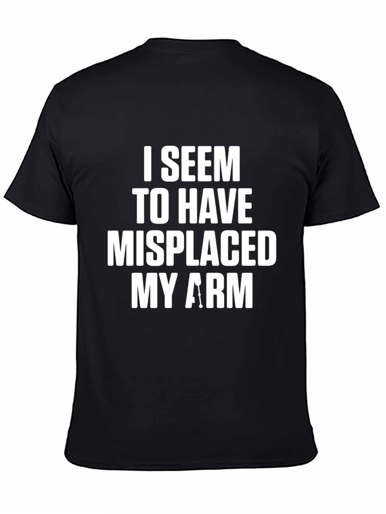 Black Humorous 'Misplaced Arm' Graphic Print T-Shirt view 4