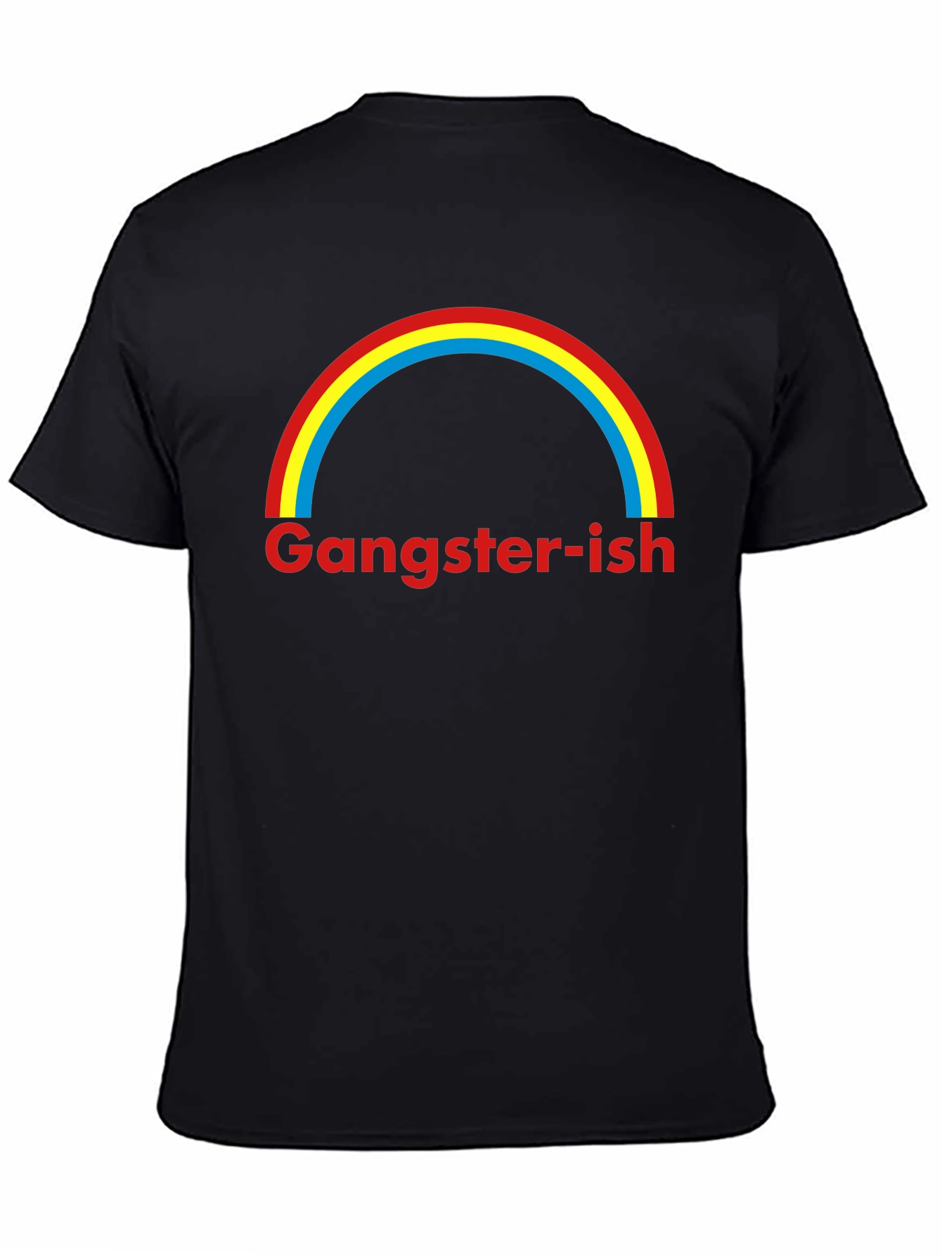 Black Gangster-ish Rainbow Graphic Tee - Trendy Style view 4