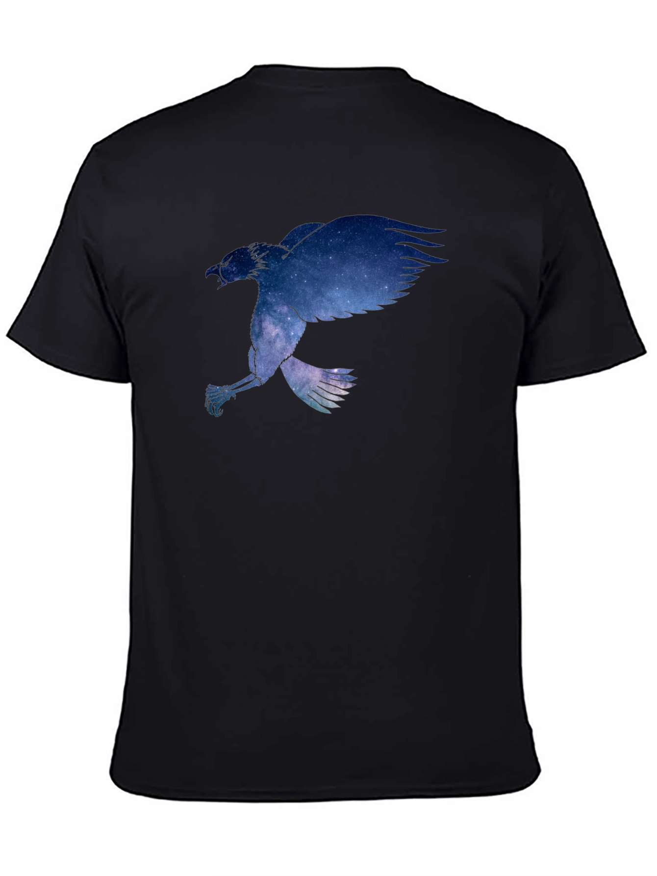 Black Cosmic Raven Graphic Tee - Black Cotton Blend view 4