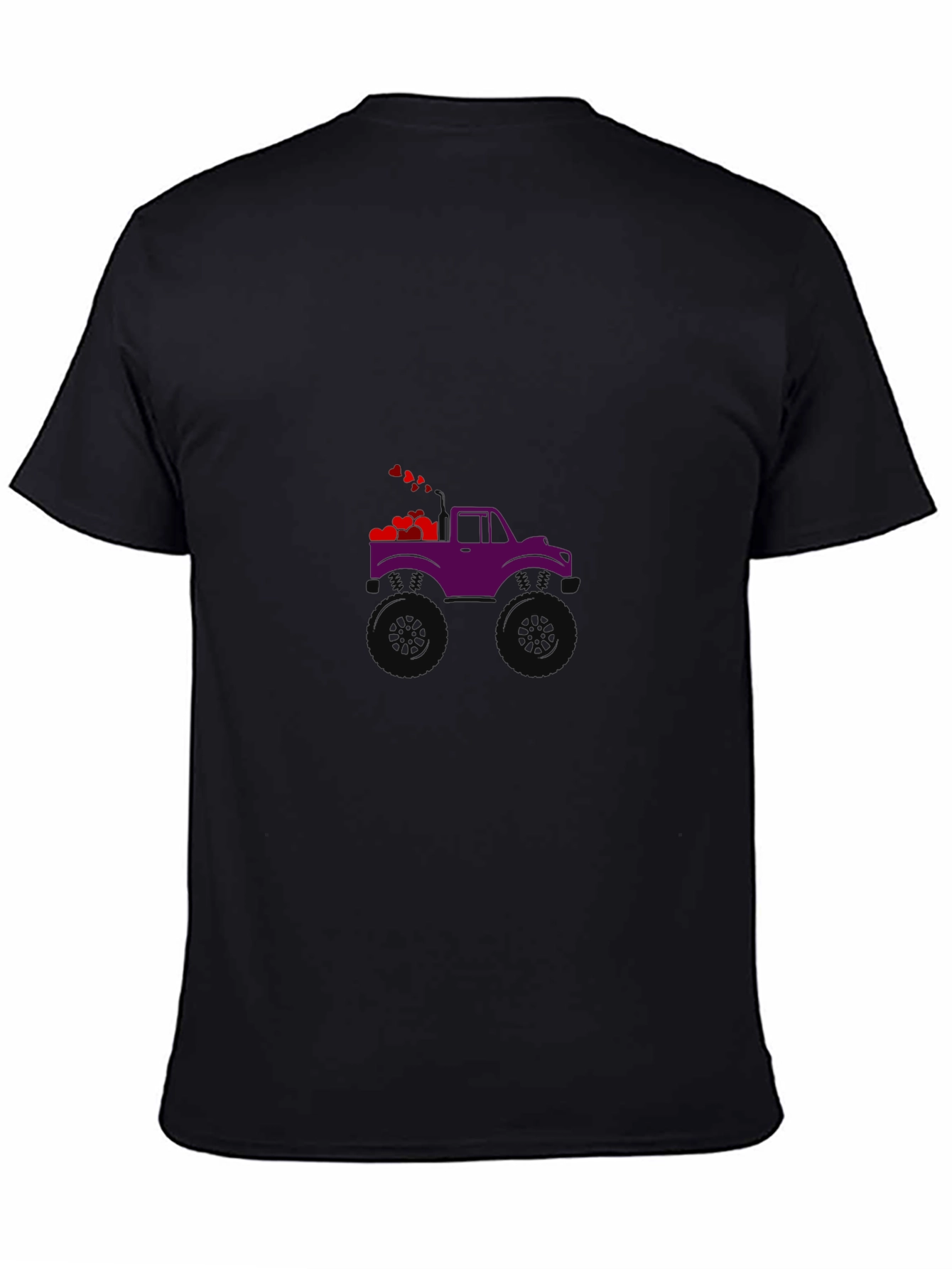 Black Purple Monster Truck with Hearts Graphic Tee view 4