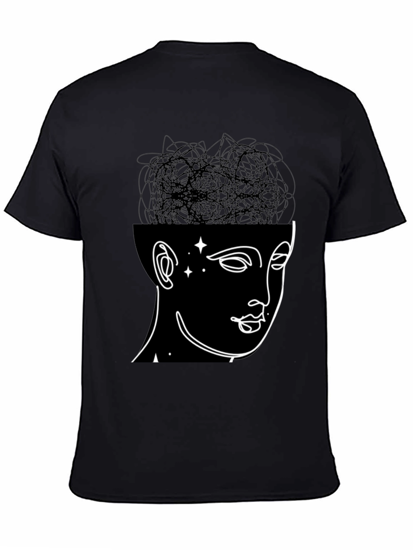 Black Abstract Mind T-Shirt - Modern Graphic Tee view 4