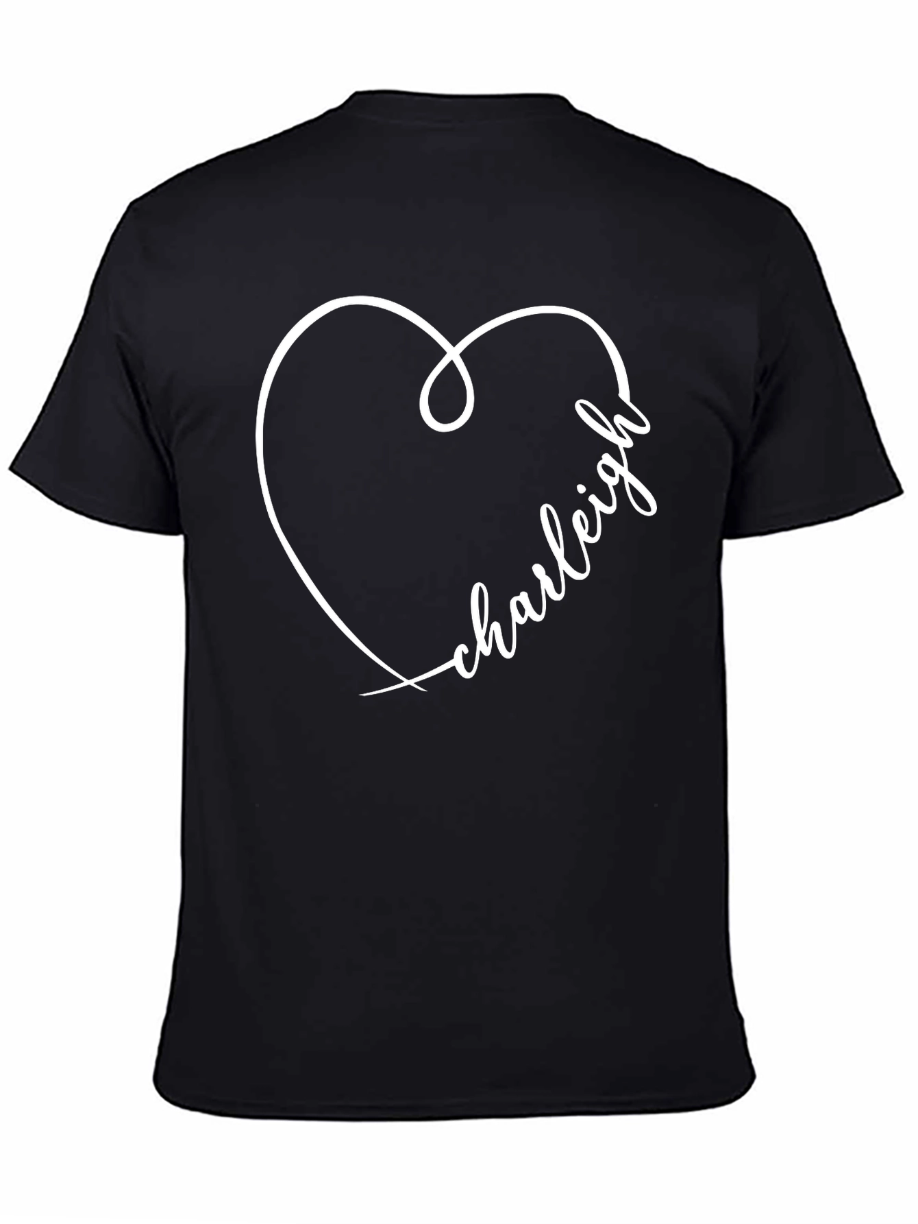 Black Personalized "Charleigh" Heart Graphic T-Shirt view 4
