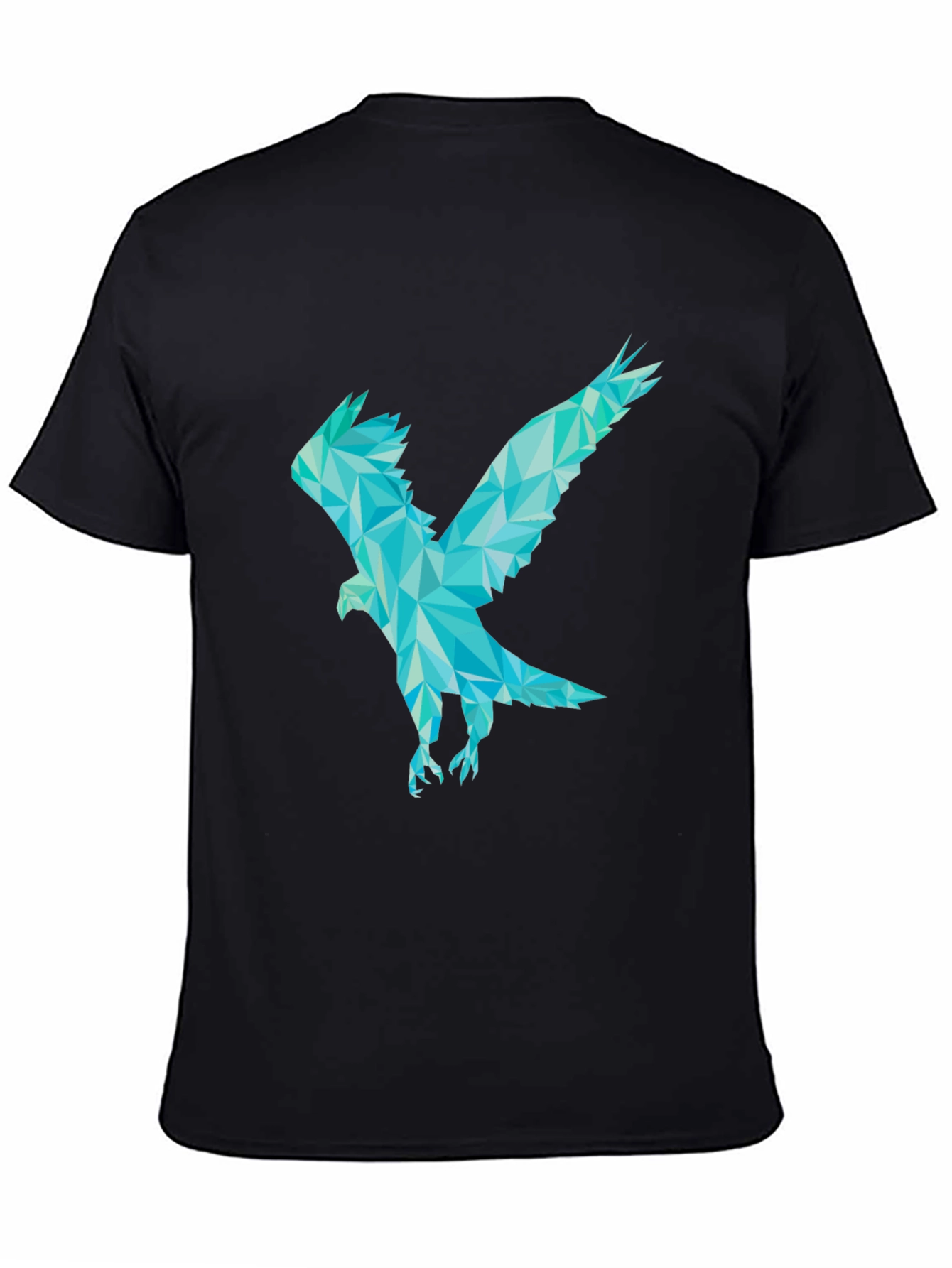 Black Geometric Eagle Graphic T-Shirt - Black view 4