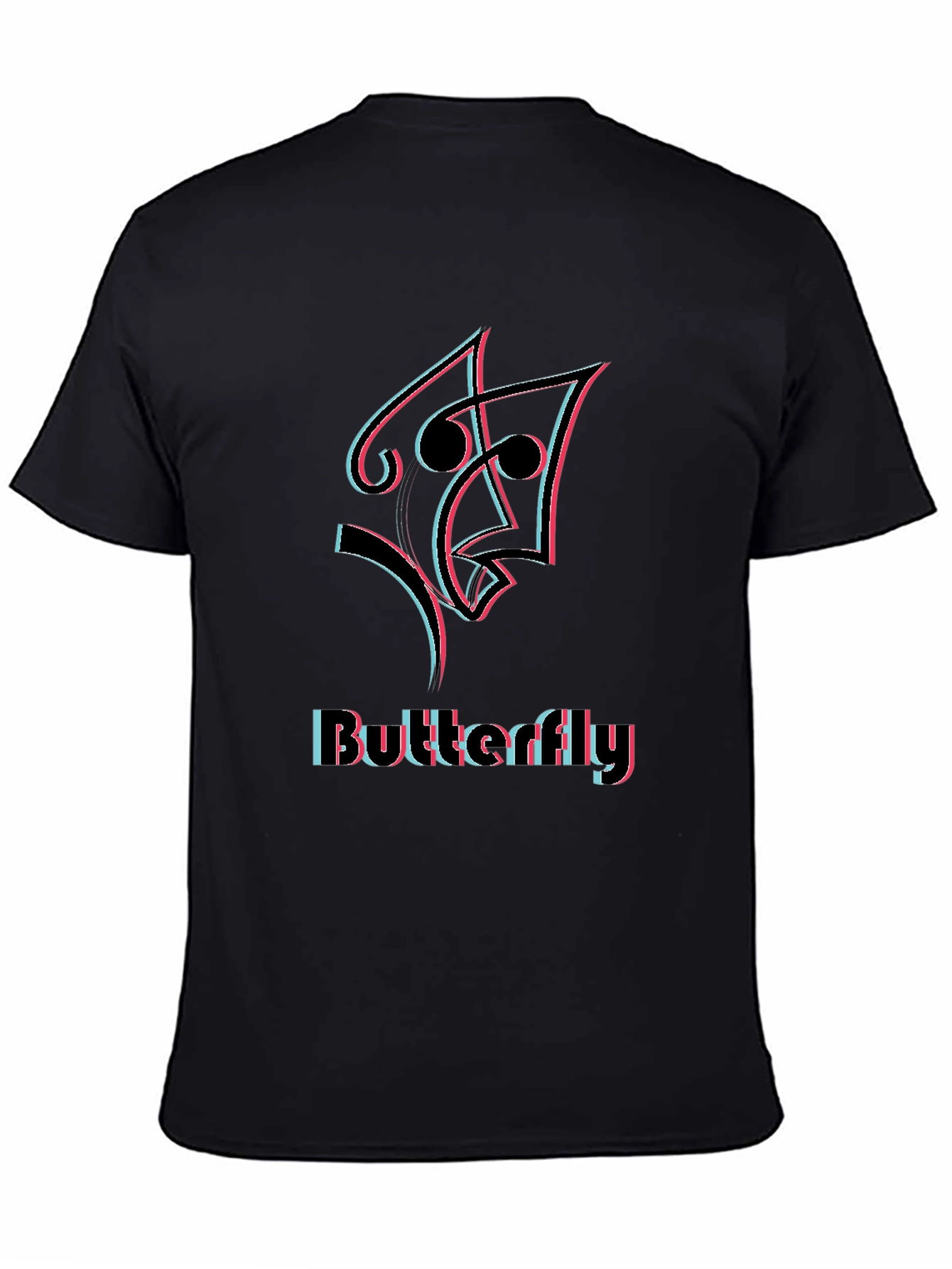 Black Butterfly Illusion Graphic Black T-Shirt view 4