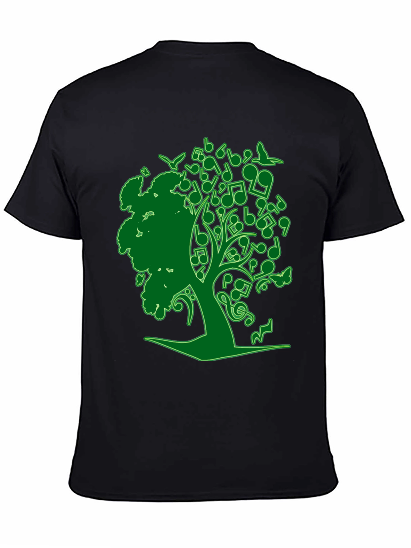 Black Musical Tree Graphic Tee - Nature Inspired Design view 4