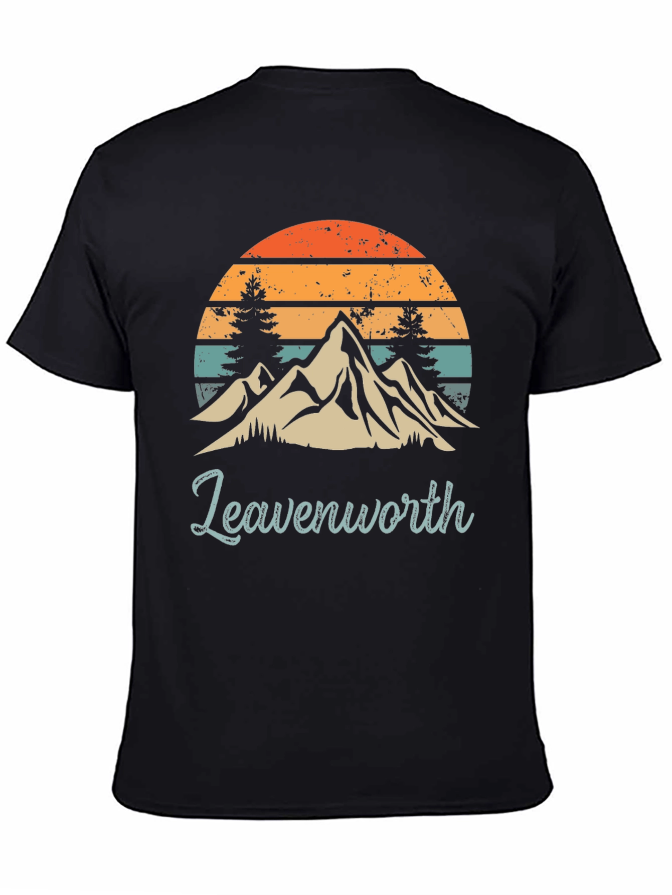 Black Leavenworth Mountain Sunset Graphic Tee view 4