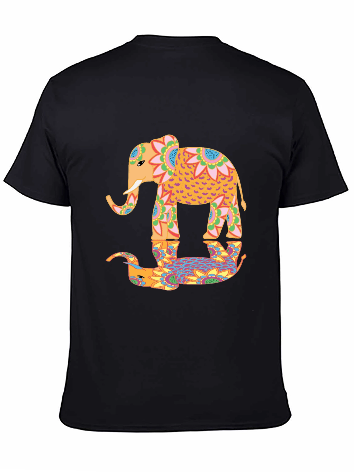 Black Elephant Reflection Graphic Tee - Unique Design view 4