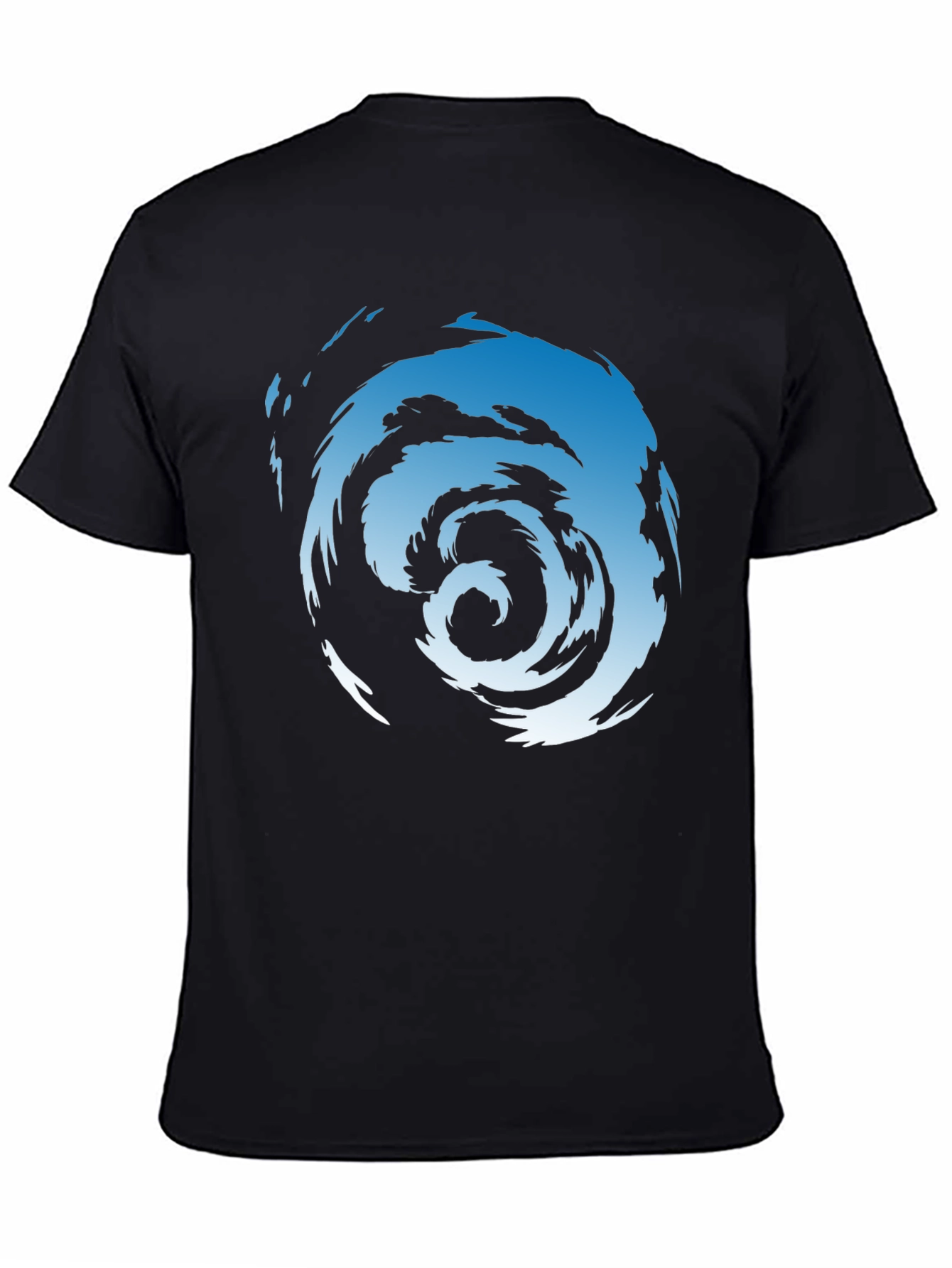 Black Abstract Swirl Graphic Tee - Men's Black Cotton T-Shirt view 4