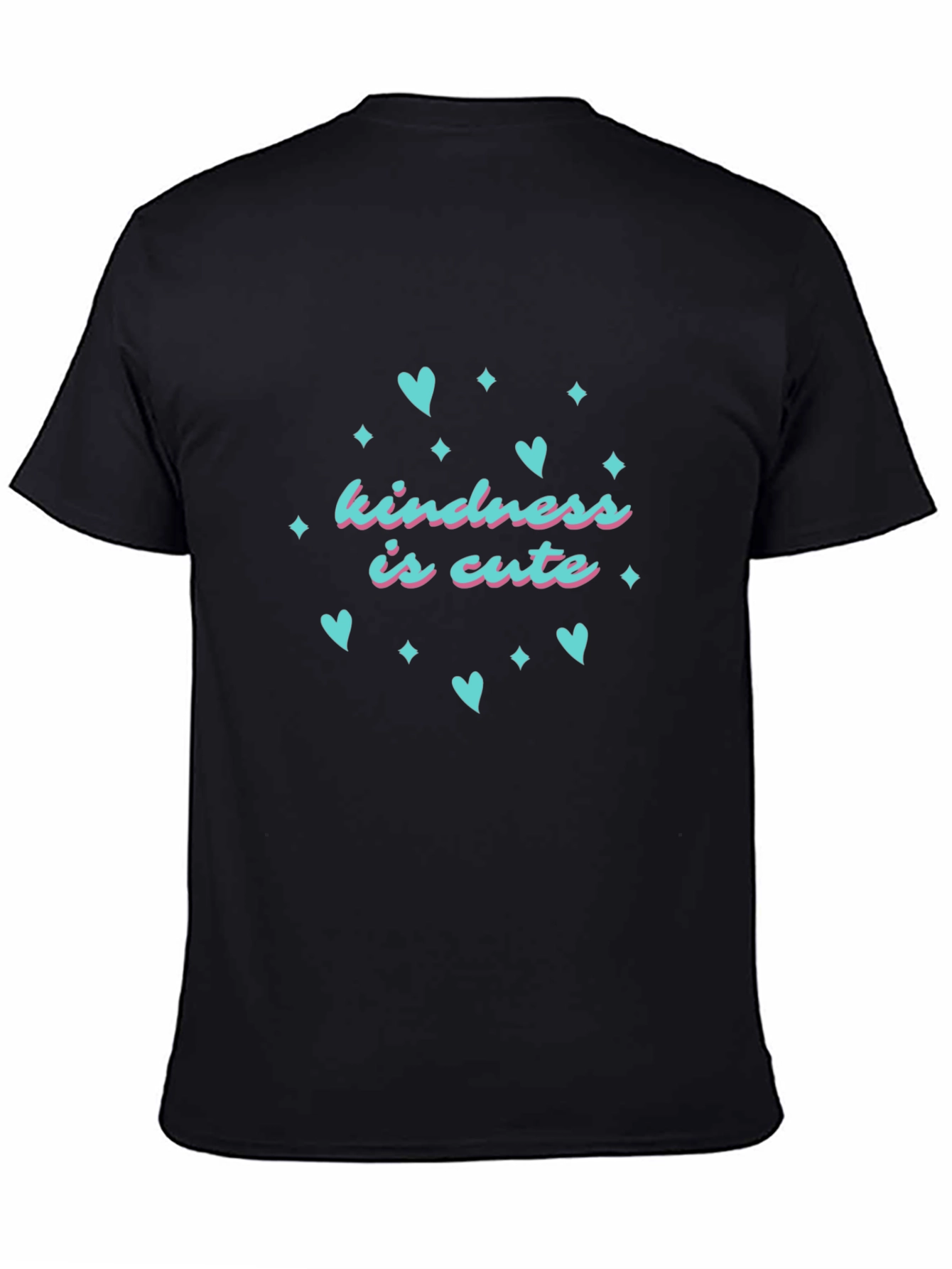 Black Kindness is Cute T-Shirt - Black Crew Neck view 4