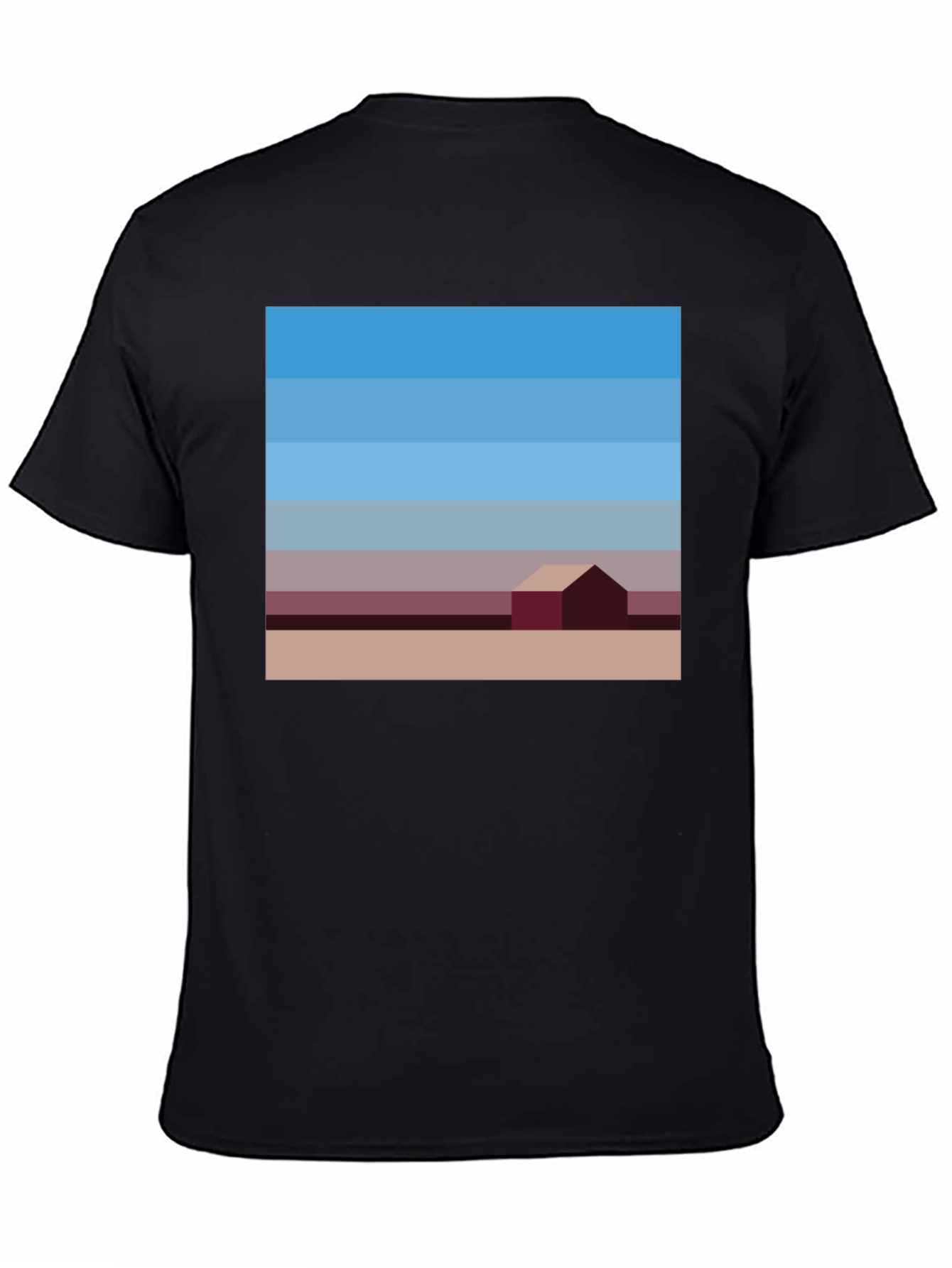 Black Abstract Landscape Graphic Tee - Modern Art Shirt view 4