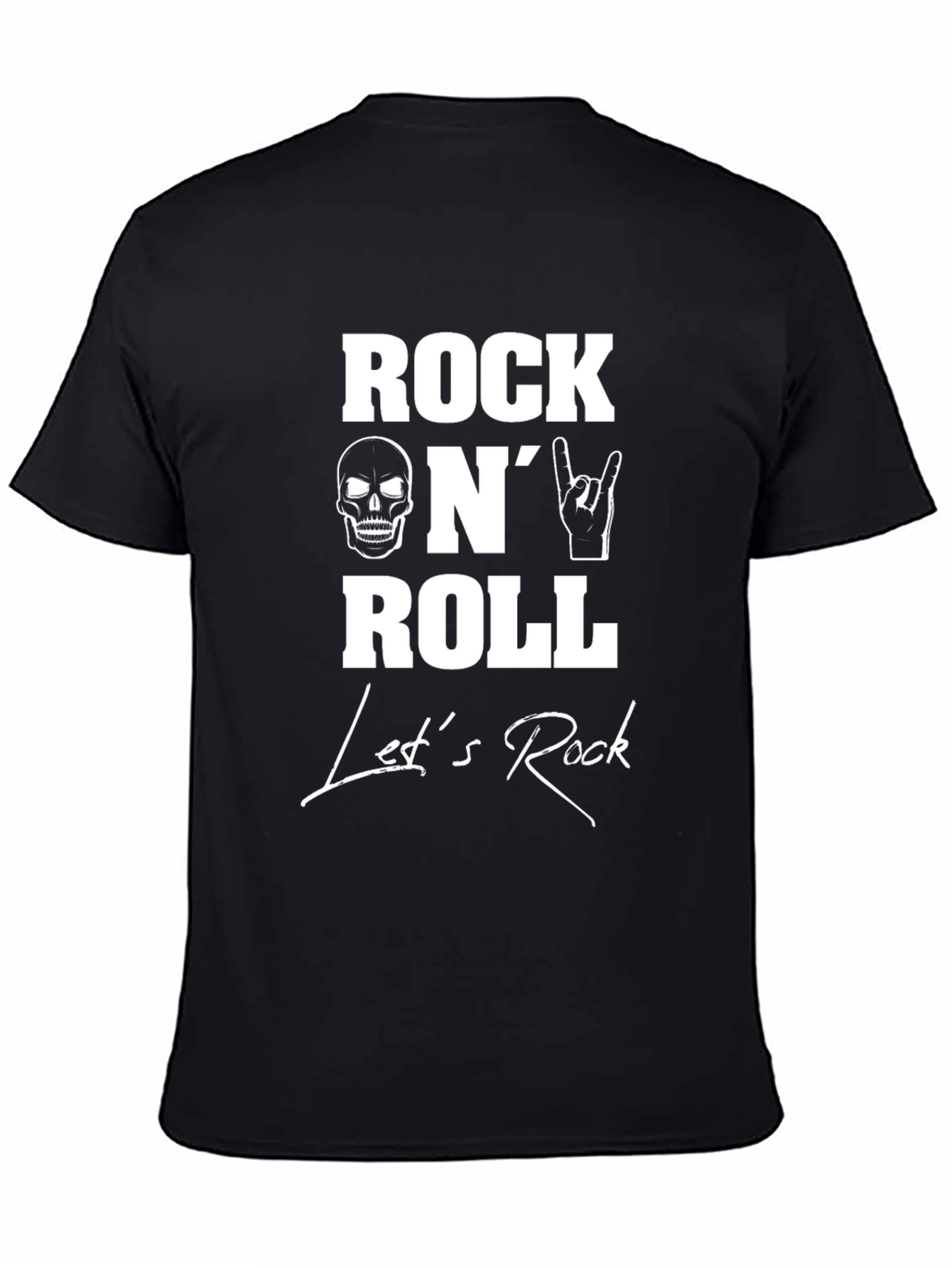 Black Rock N' Roll Graphic Print Black T-Shirt view 4