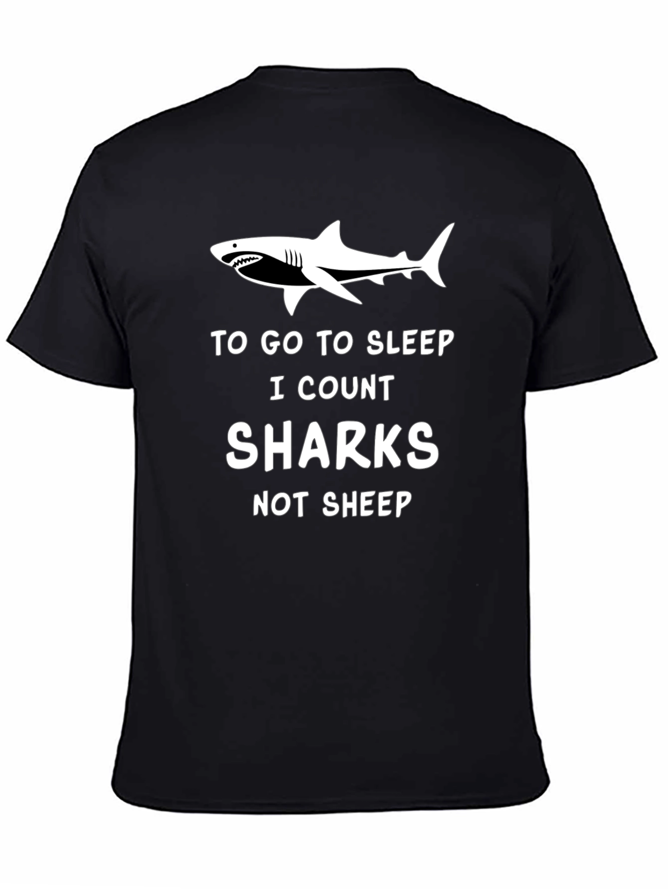Black Shark Lover T-Shirt: Count Sharks Not Sheep view 4