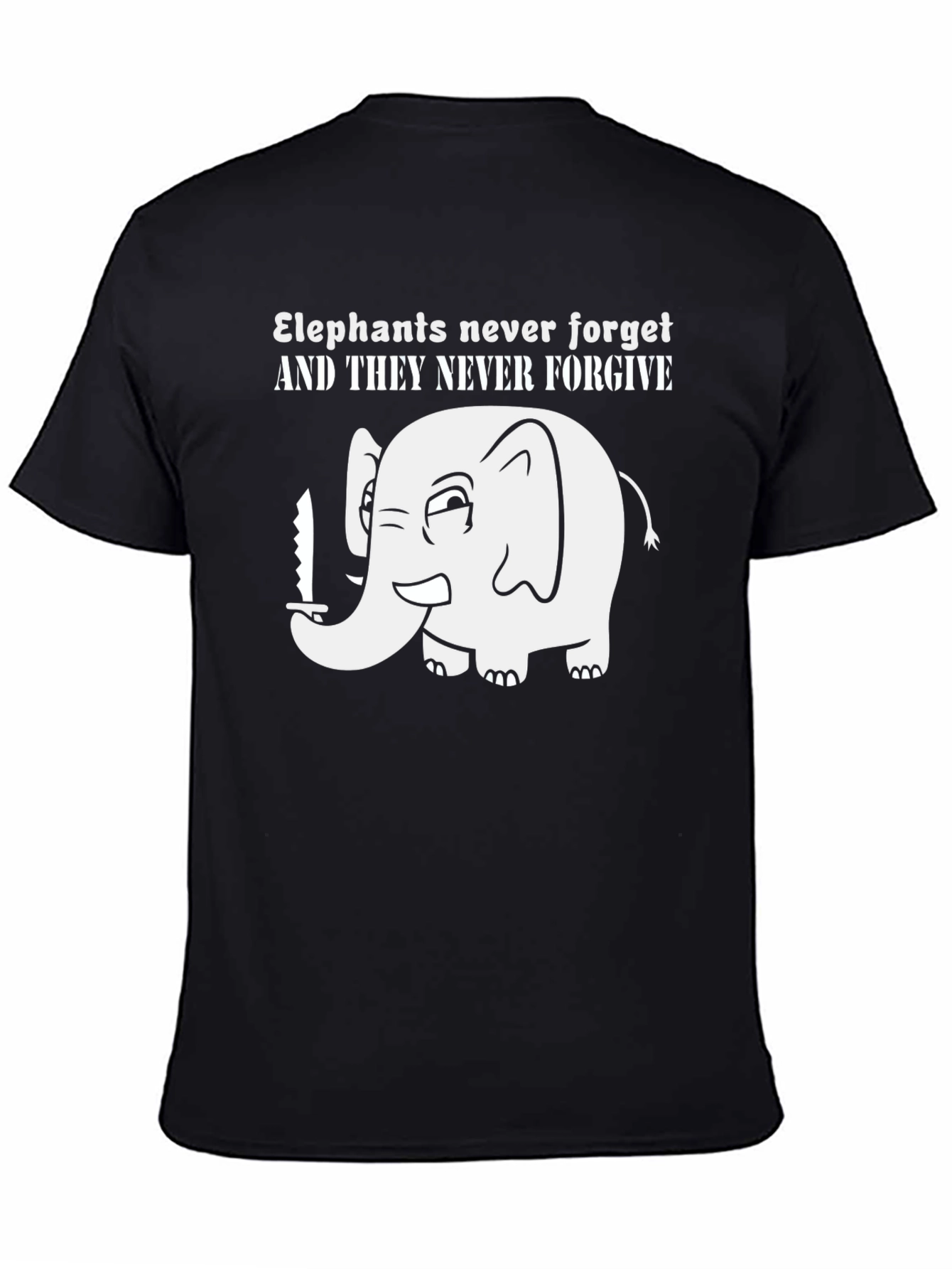 Black Elephant Never Forgets T-Shirt view 4