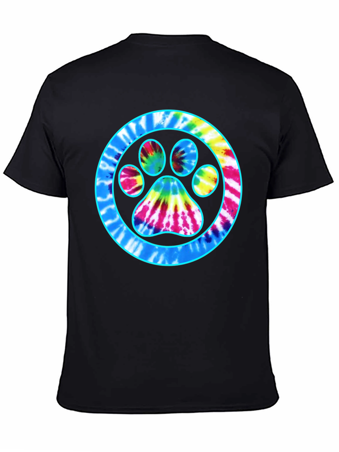 Black Tie-Dye Paw Print Graphic Tee - Casual Comfort view 4