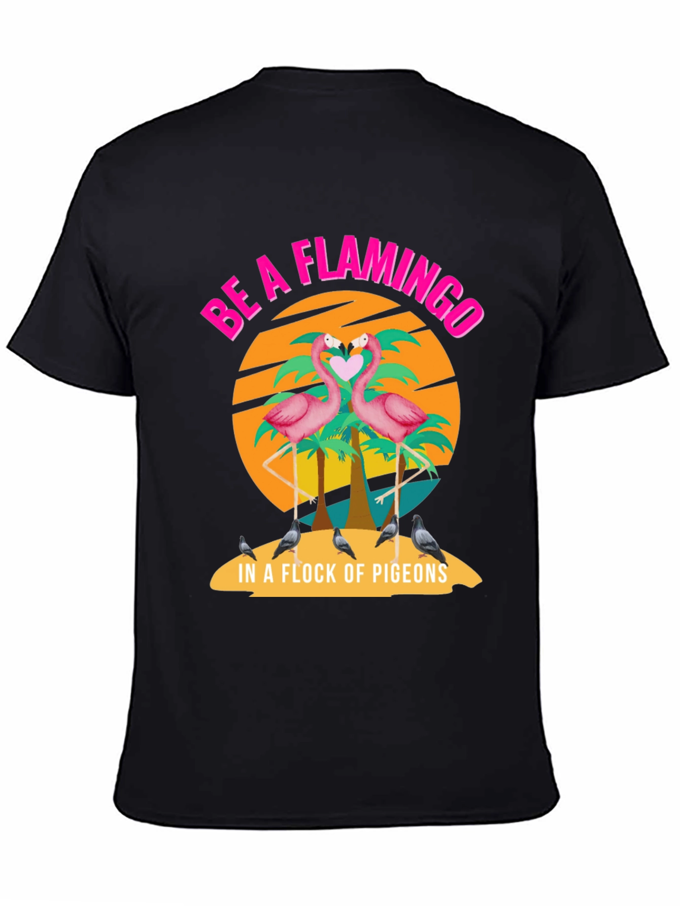 Black Be a Flamingo T-Shirt view 4