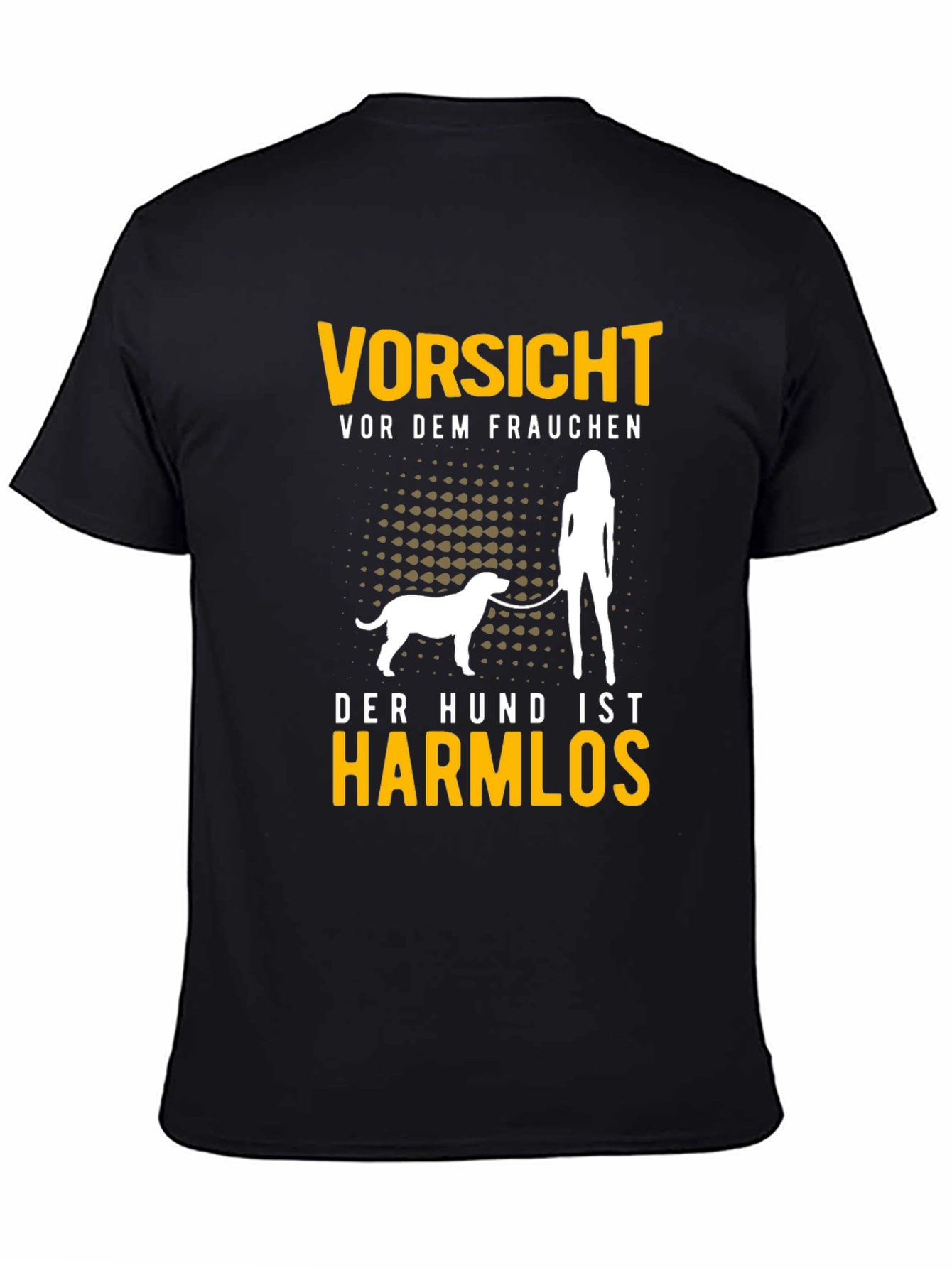 Black Funny Dog Lover T-Shirt: Caution, The Dog Is Harmless! view 4
