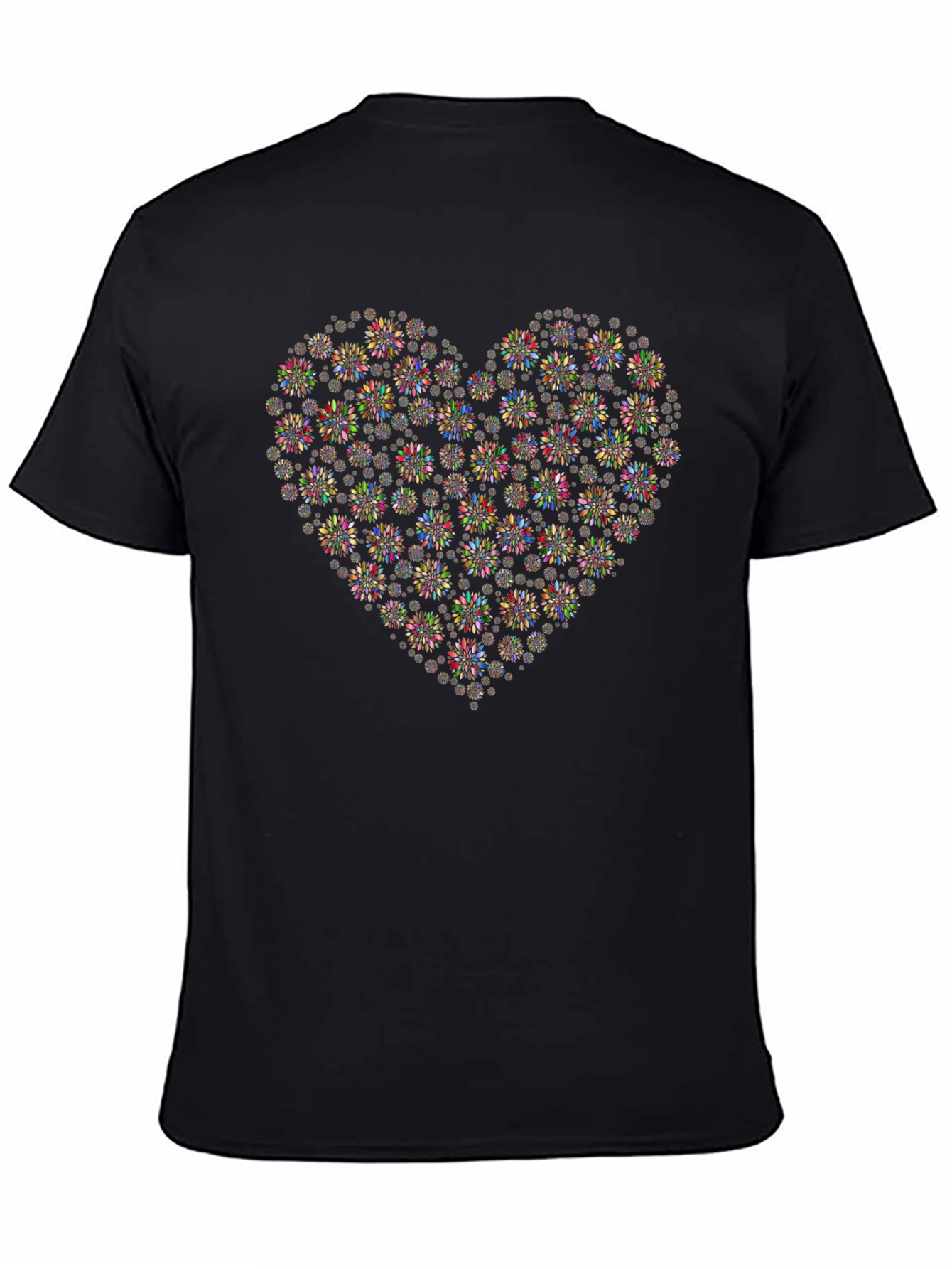 Black Floral Heart Graphic Tee - Black Cotton Comfort view 4