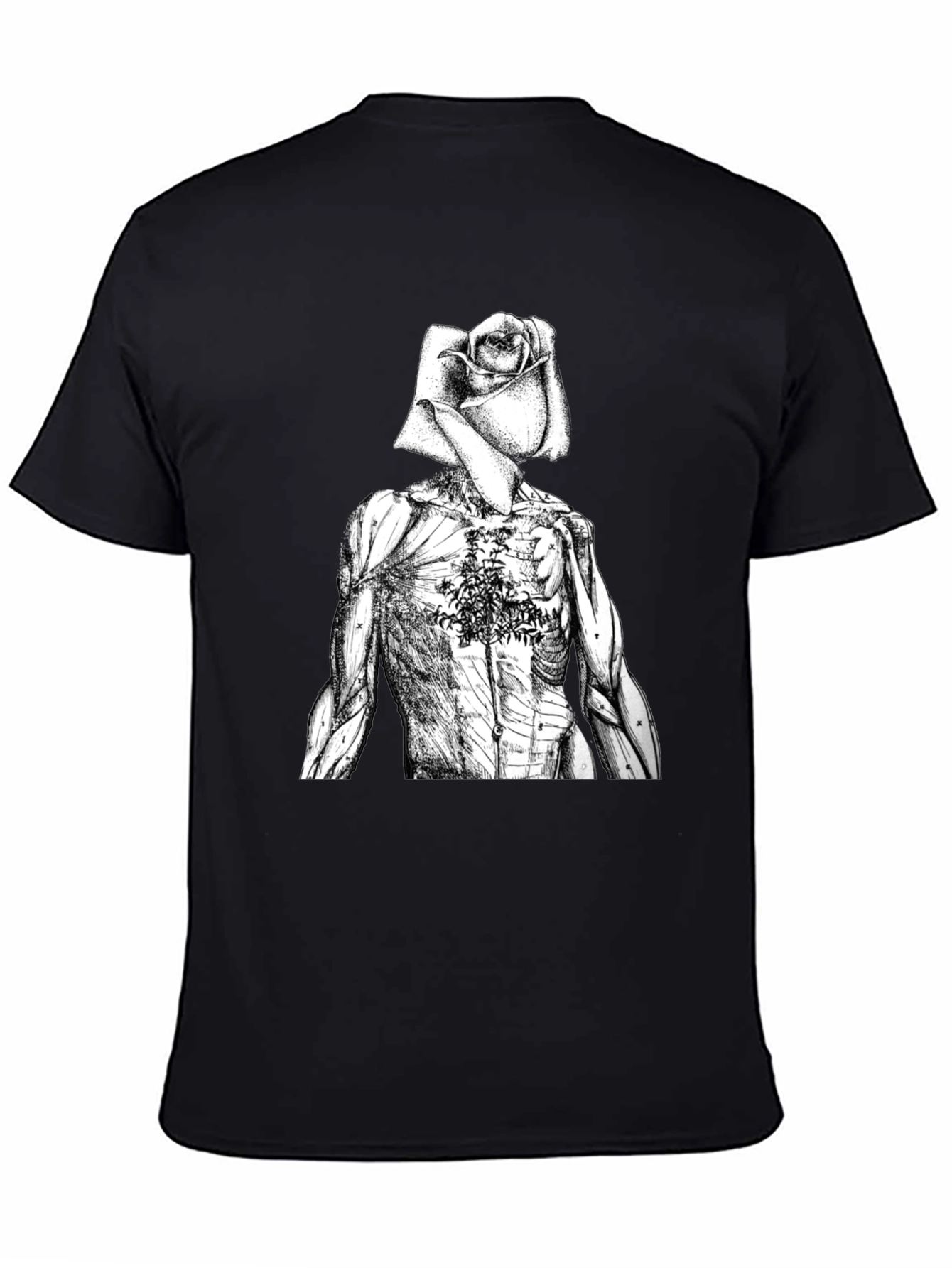 Black Anatomical Rose T-Shirt view 4