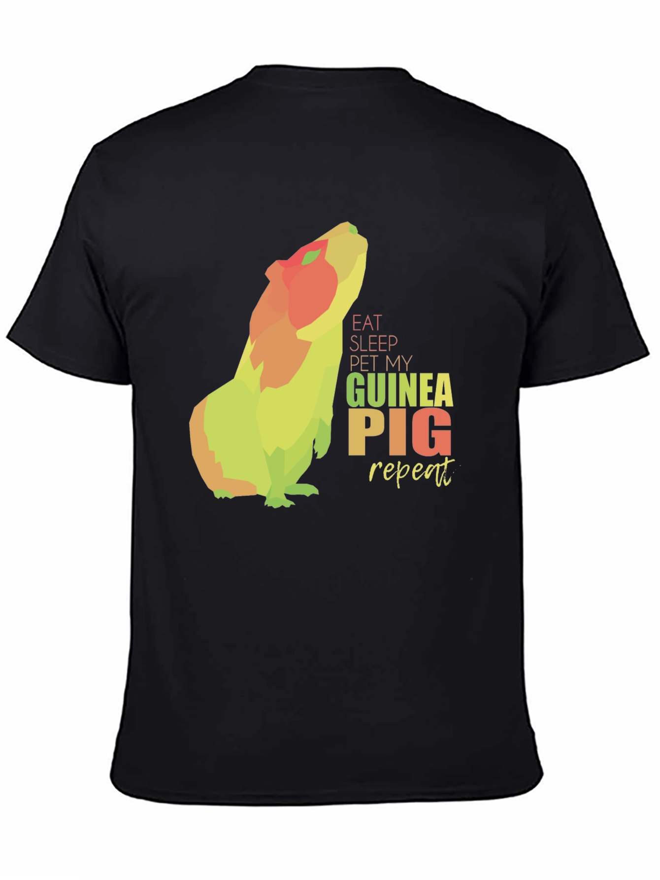 Black Eat Sleep Pet My Guinea Pig Repeat T-Shirt view 4