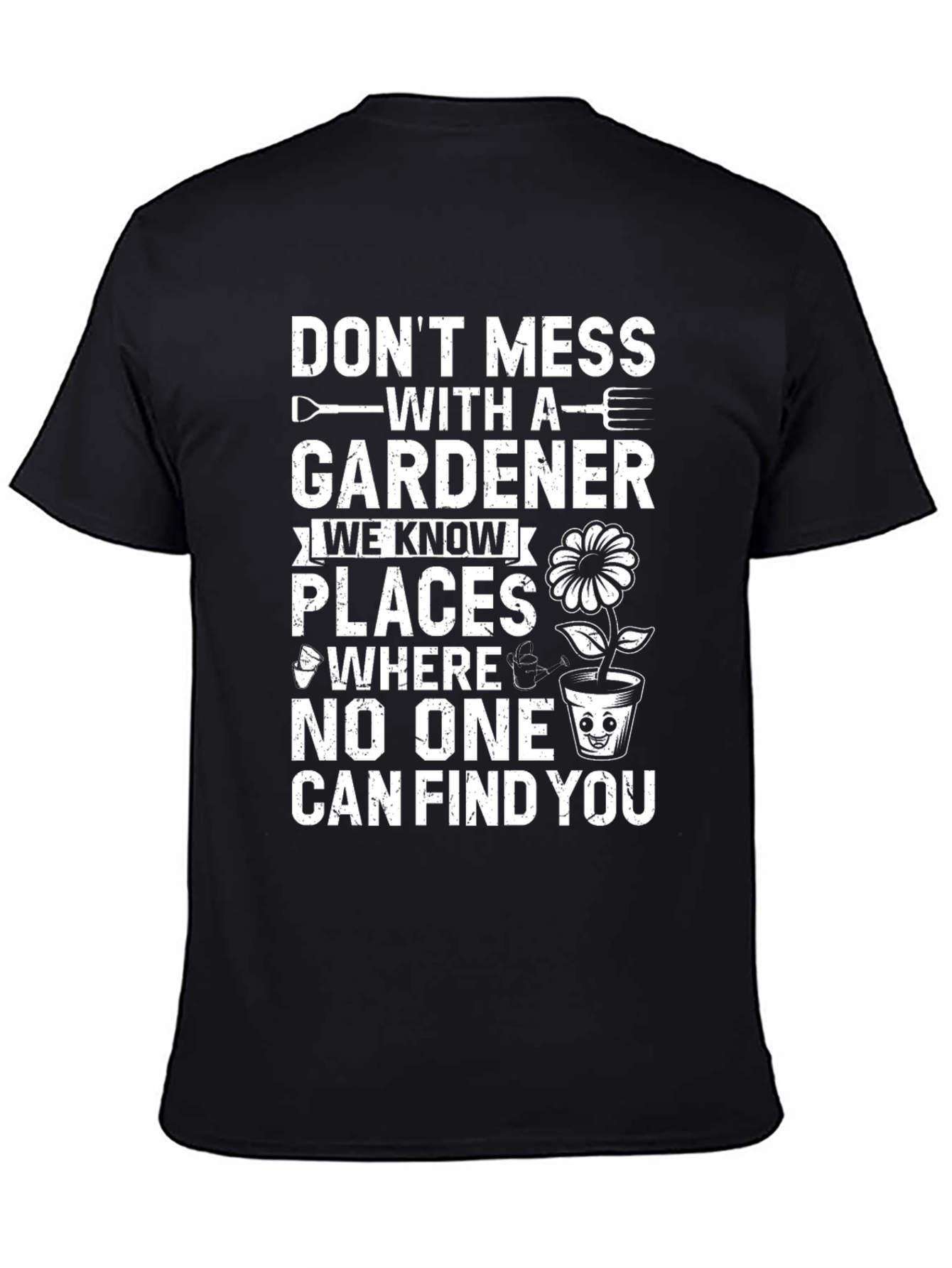 Black Gardener Warning T-Shirt - Humorous Gardening Gift view 4