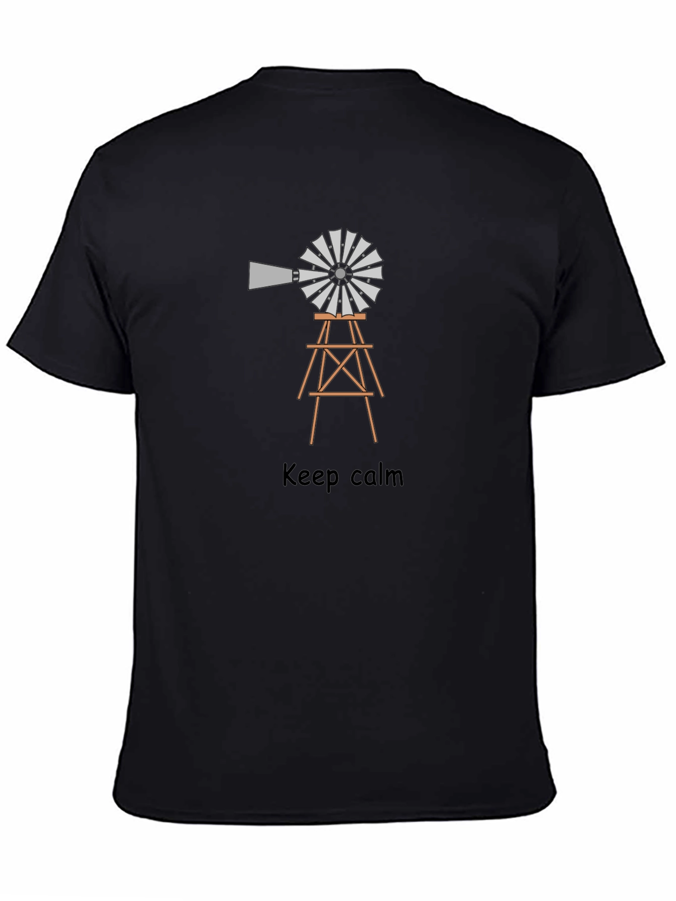 Black Keep Calm Windmill Tee - Novelty Graphic T-Shirt view 4