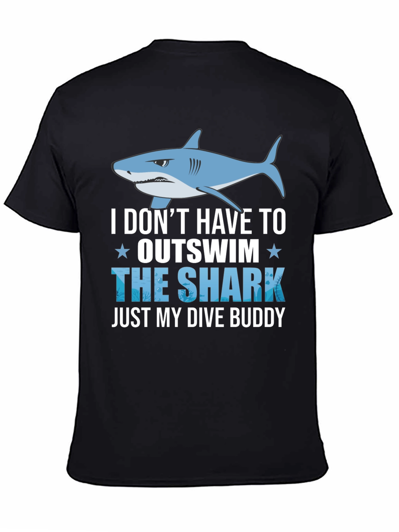 Black Funny Dive Buddy Shark T-Shirt view 4
