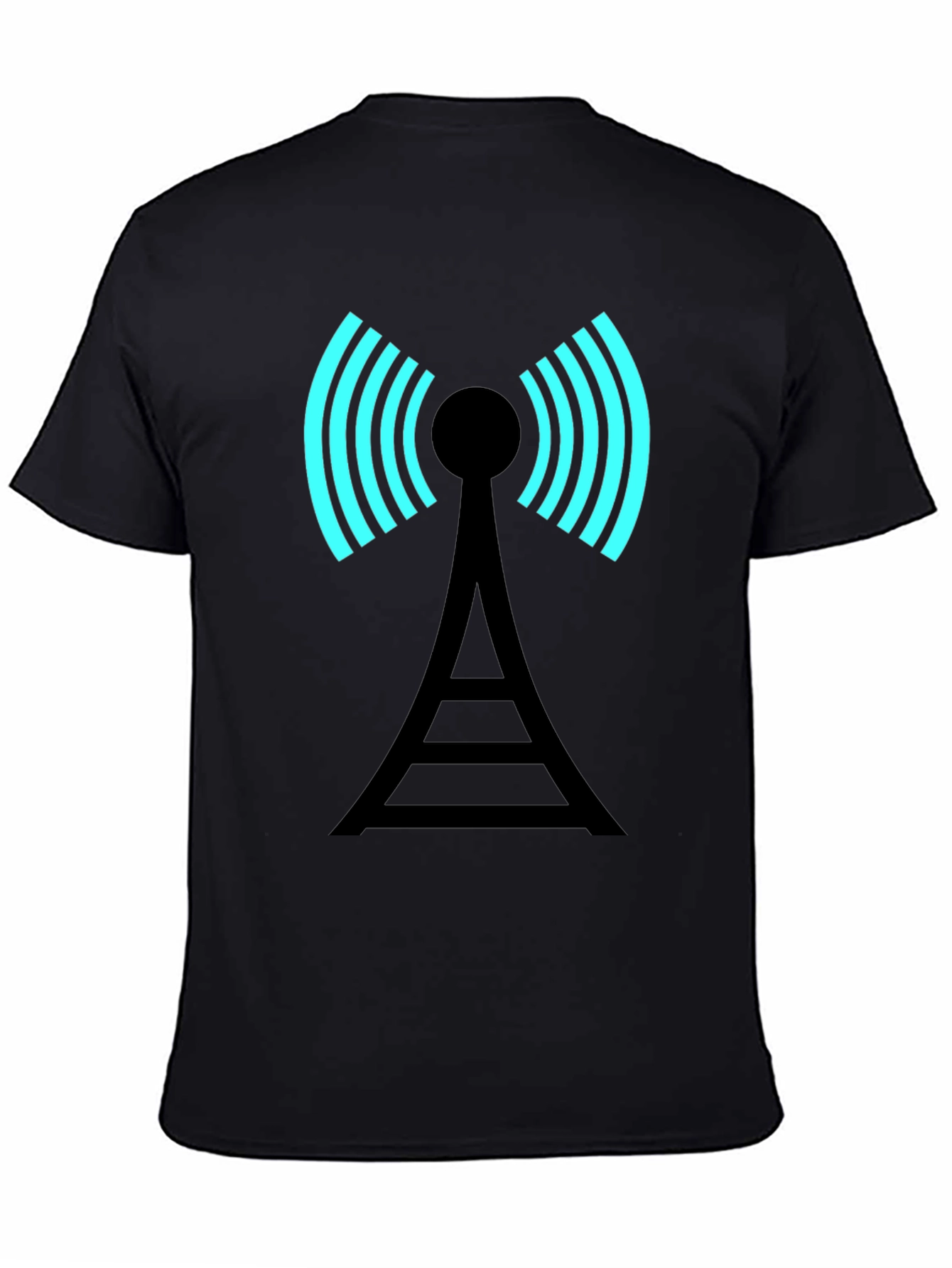 Black Signal Tower Graphic Tee - Modern Black T-Shirt view 4