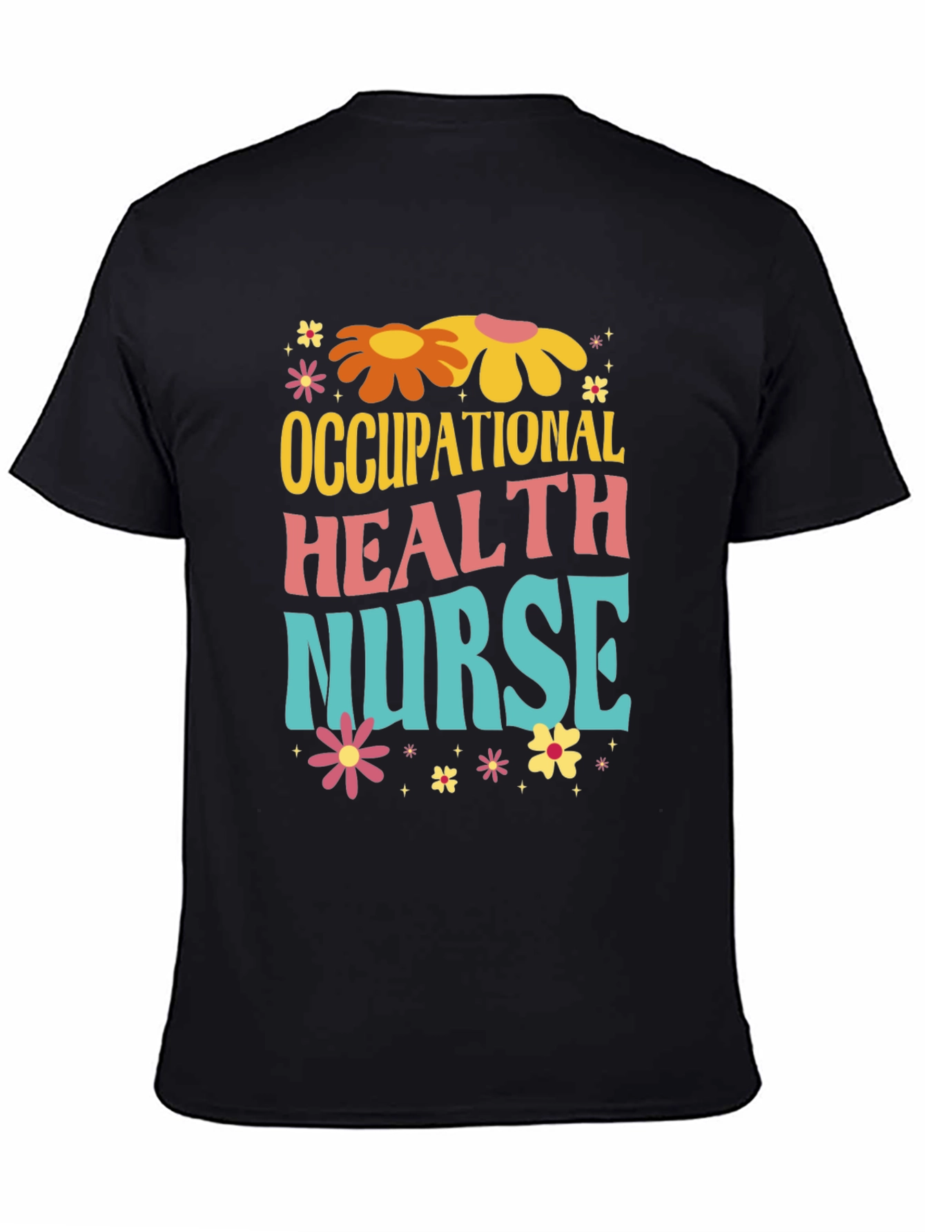 Black Retro Occupational Health Nurse T-Shirt view 4