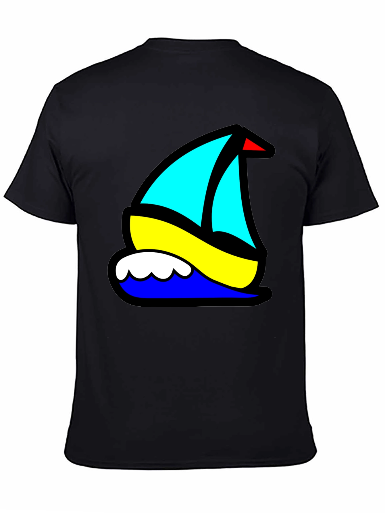 Black Nautical Sailboat Graphic Tee - Black Cotton Blend view 4