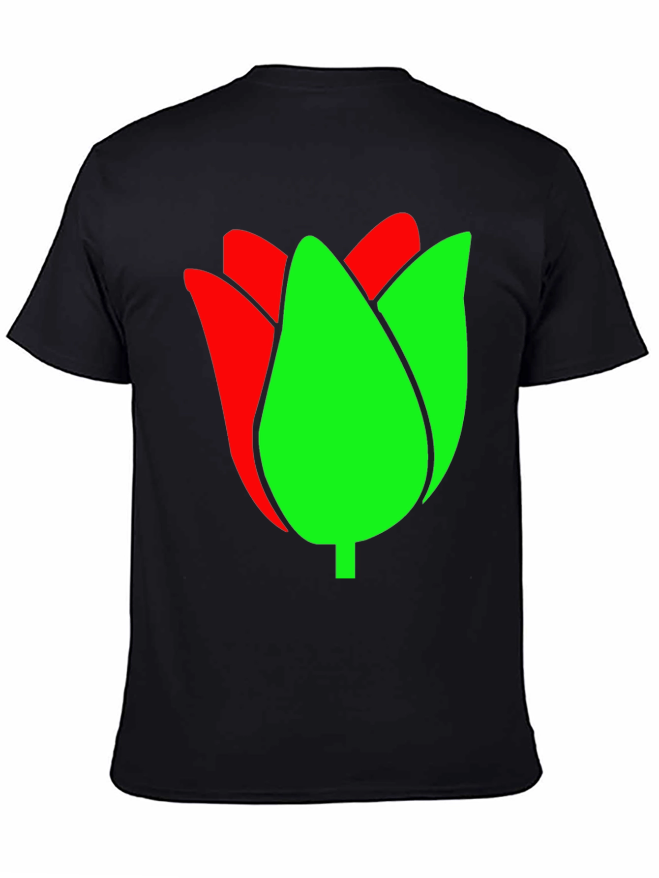 Black Tulip Graphic Tee - Black Cotton Blend view 4