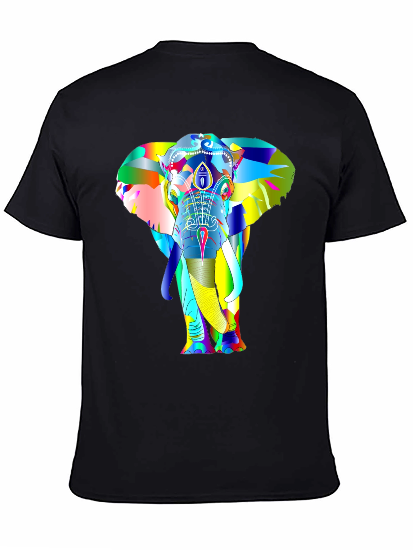 Black Colorful Elephant Graphic T-Shirt view 4