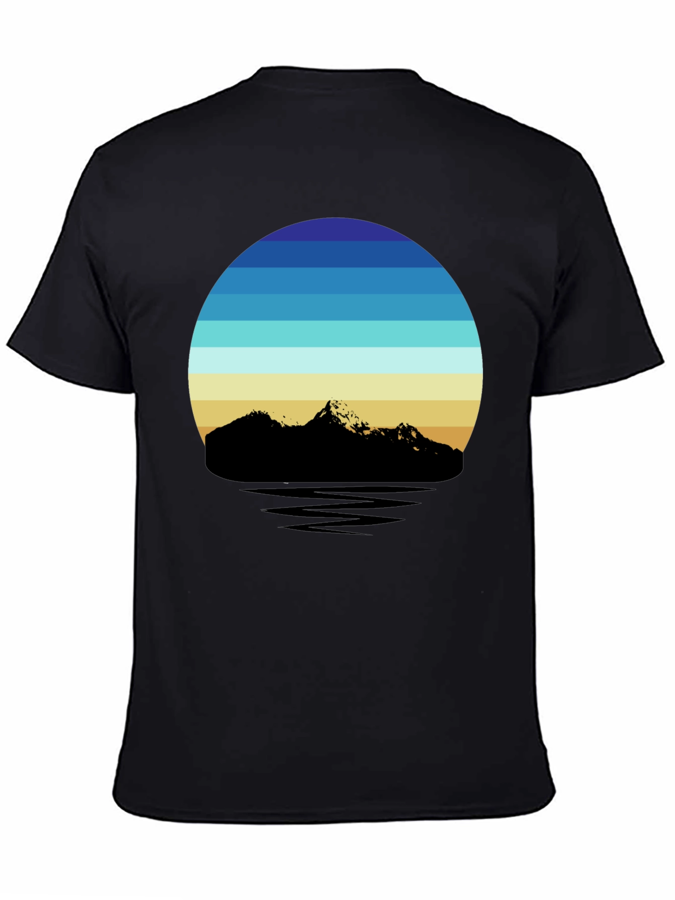 Black Retro Mountainscape T-Shirt view 4