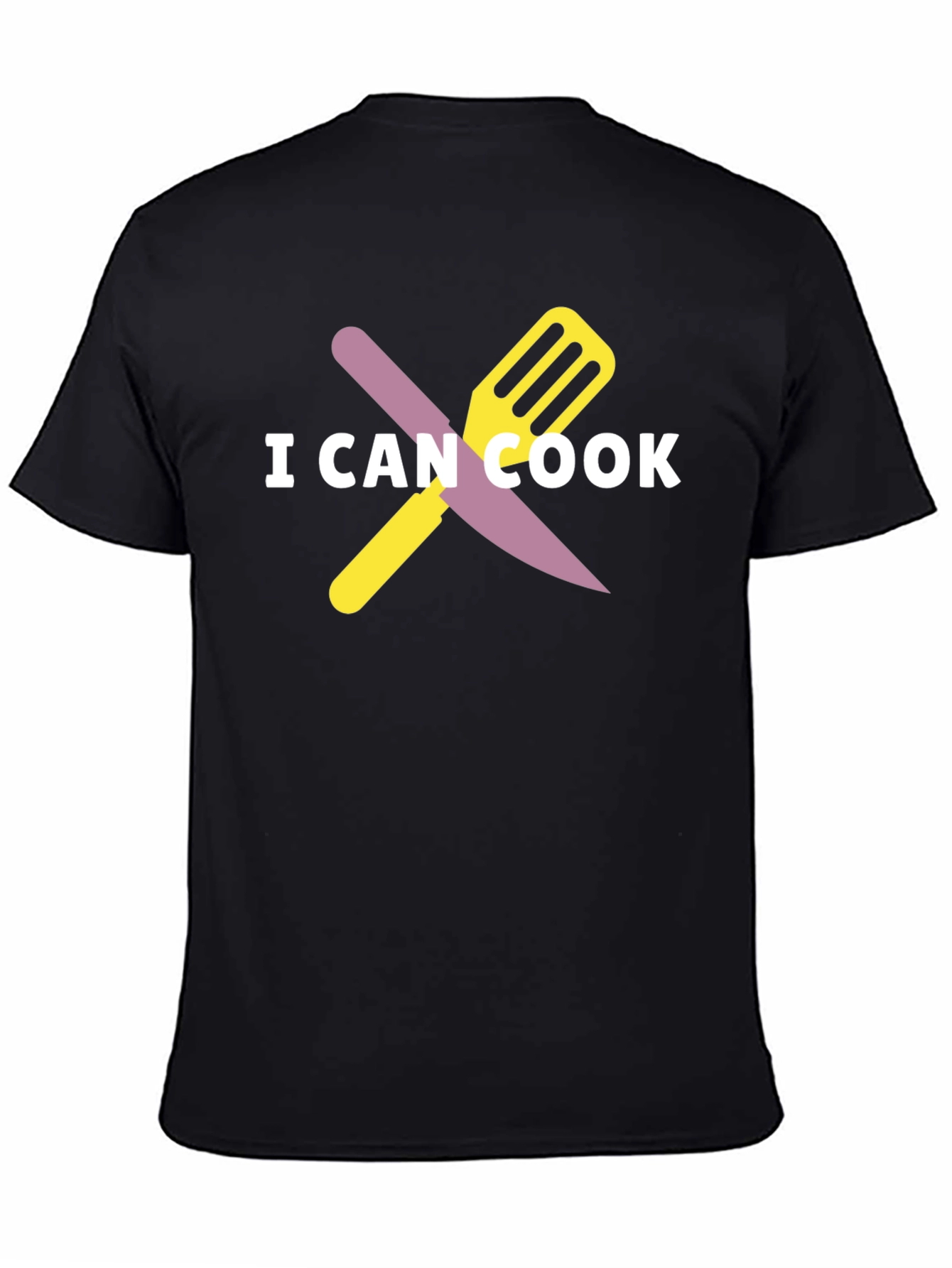 Black I Can Cook Graphic Tee - Novelty Chef T-Shirt view 4
