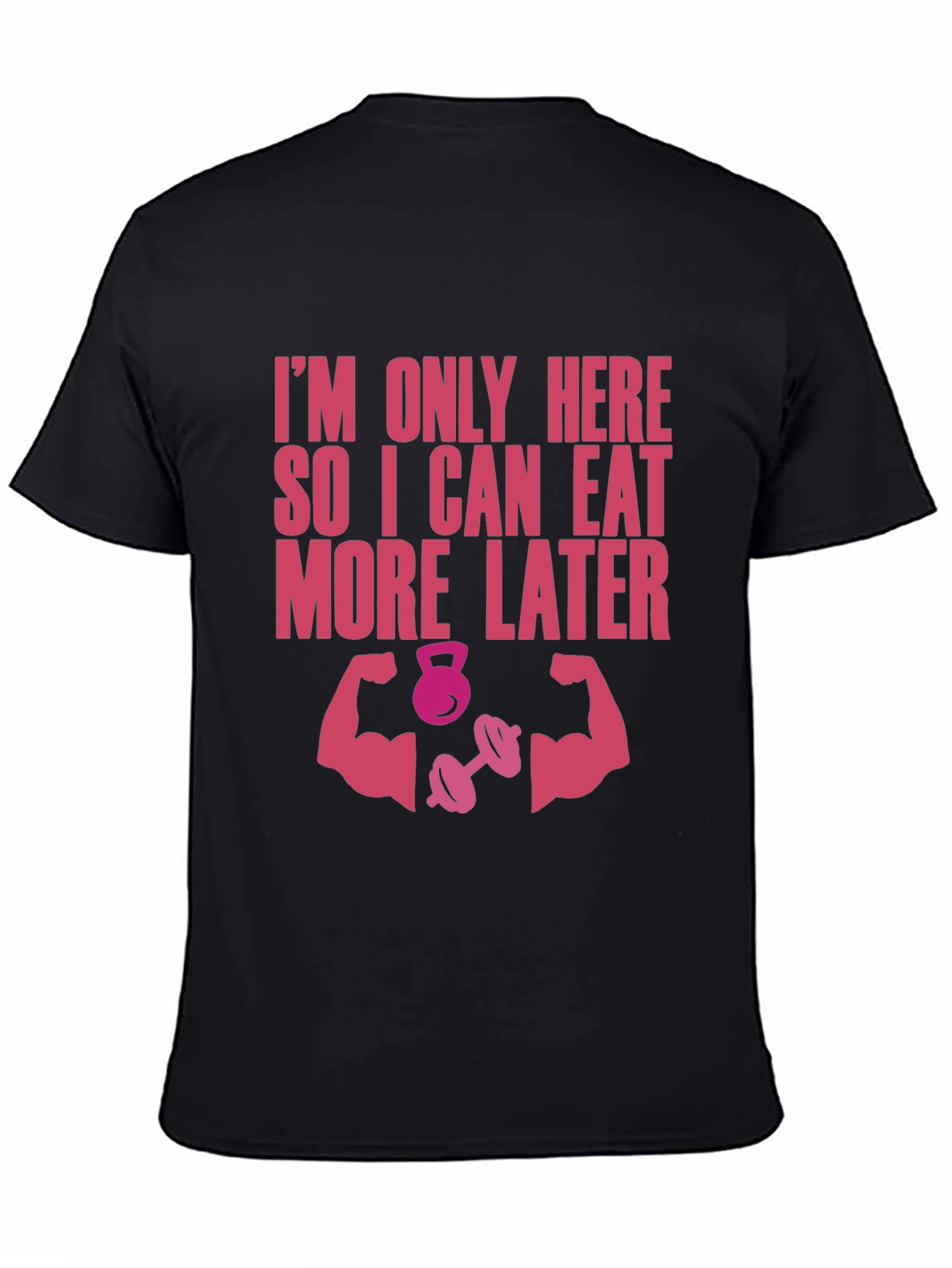 Black Funny Workout T-Shirt - Eat More Later Gym Tee view 4