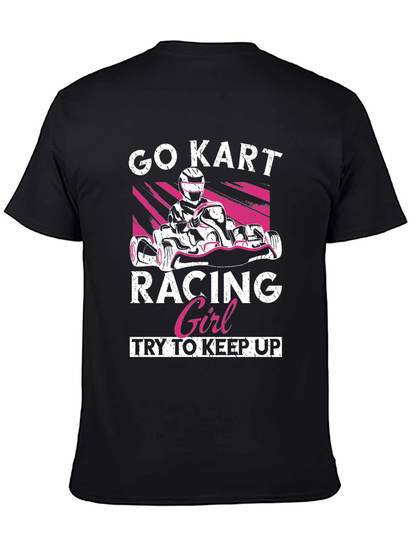 Black Go Kart Racing Girl T-Shirt view 4