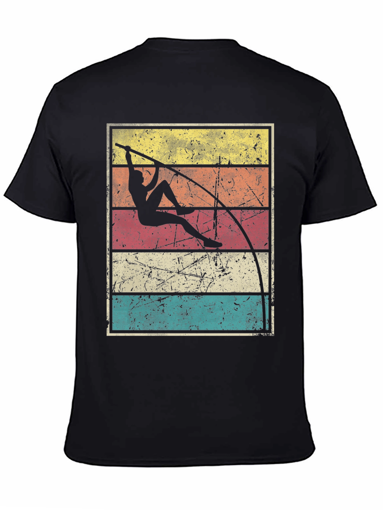 Black Retro Pole Vaulting T-Shirt view 4