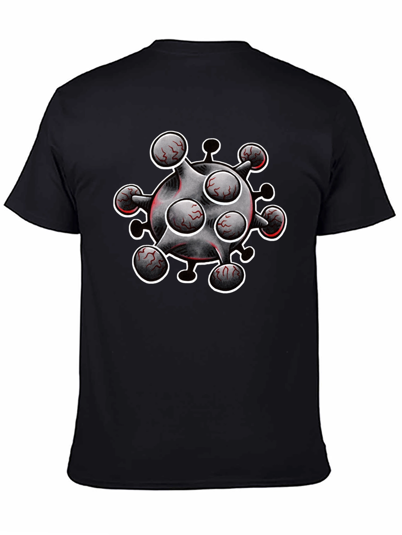 Black Novelty Virus Graphic T-Shirt - Bold Statement Tee view 4