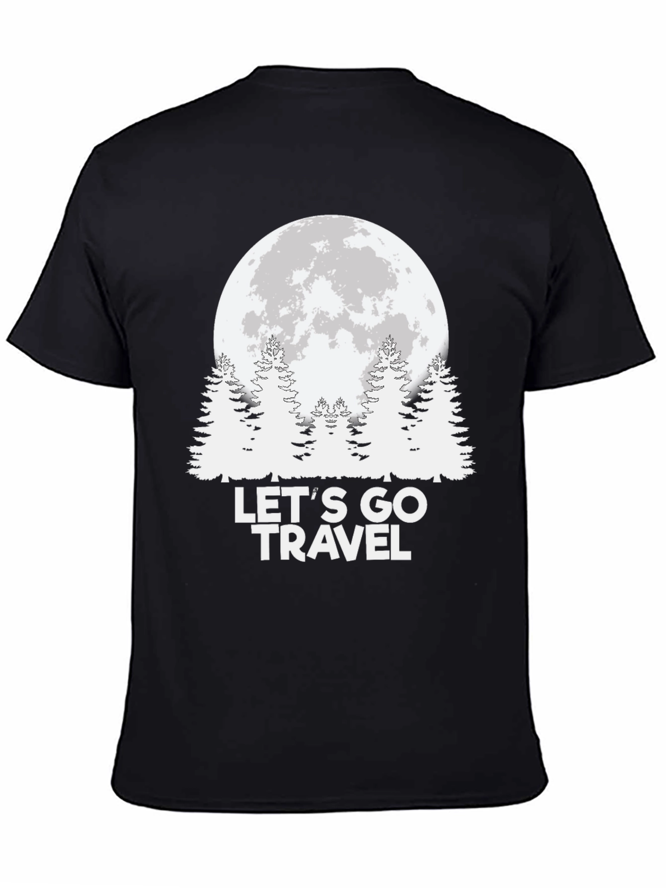 Black Let's Go Travel Moon Graphic Tee - Black view 4