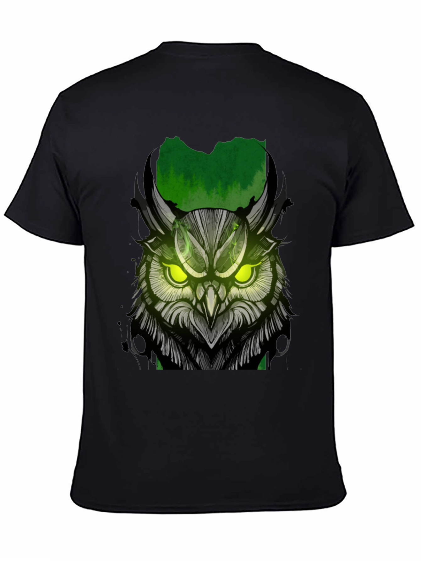 Black Owl Graphic Print T-Shirt - Black view 4