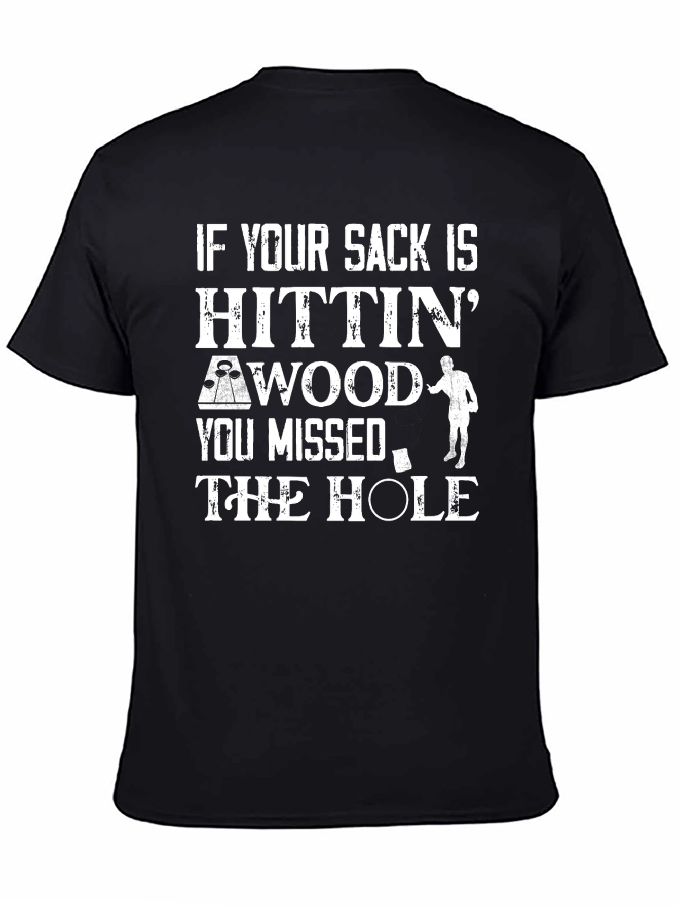 Black Funny Golfing T-Shirt - If Your Sack is Hitting Wood view 4